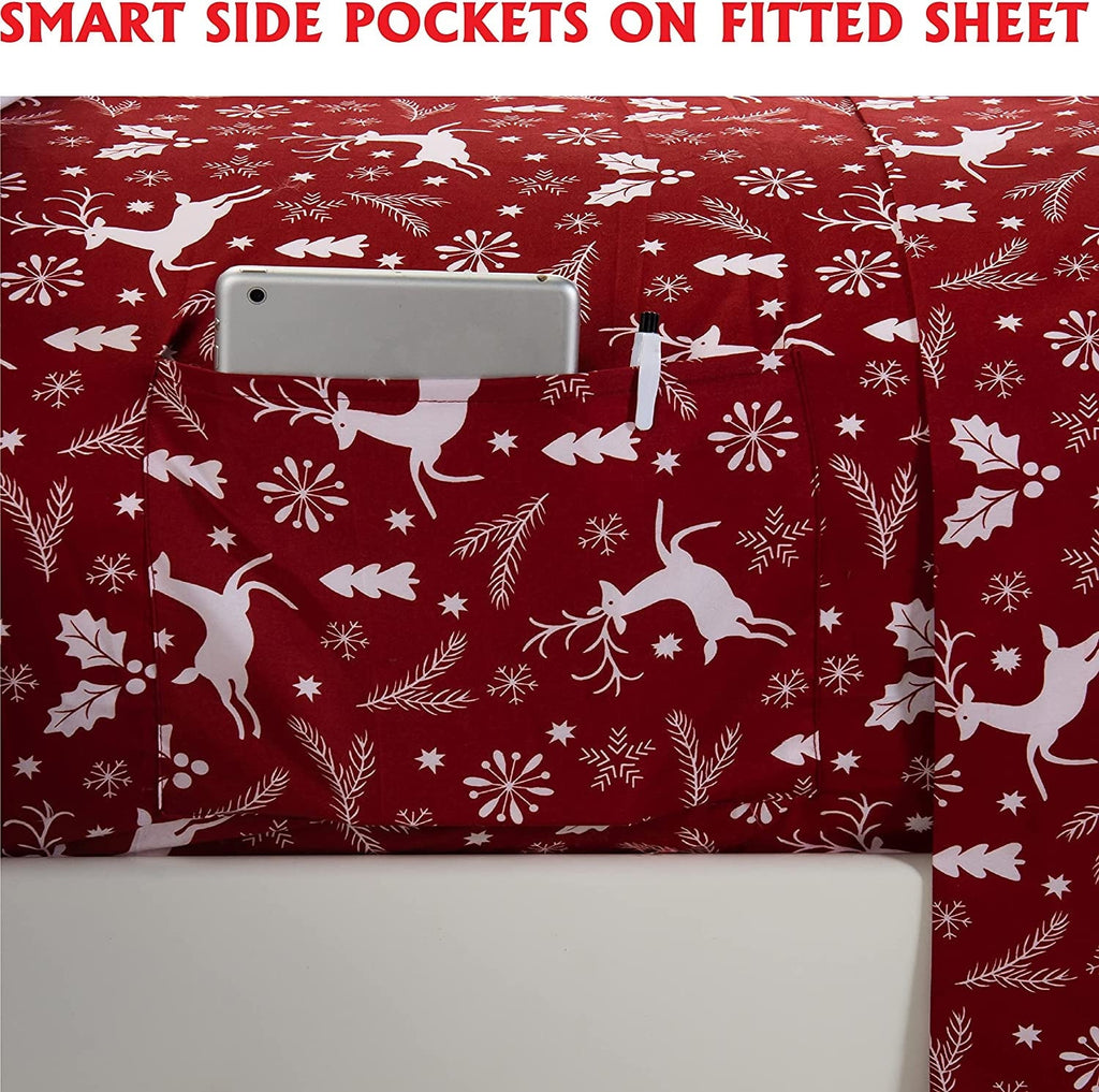 Premium Egyptian Cotton Luxury Soft Bed Sheets Holiday Pattern 1500 Thread Count Percale Egyptian Quality Softness Wrinkle and Fade Resistant... - Cooling Hotel Quality Bedding Sheets and Pillowcases Detail