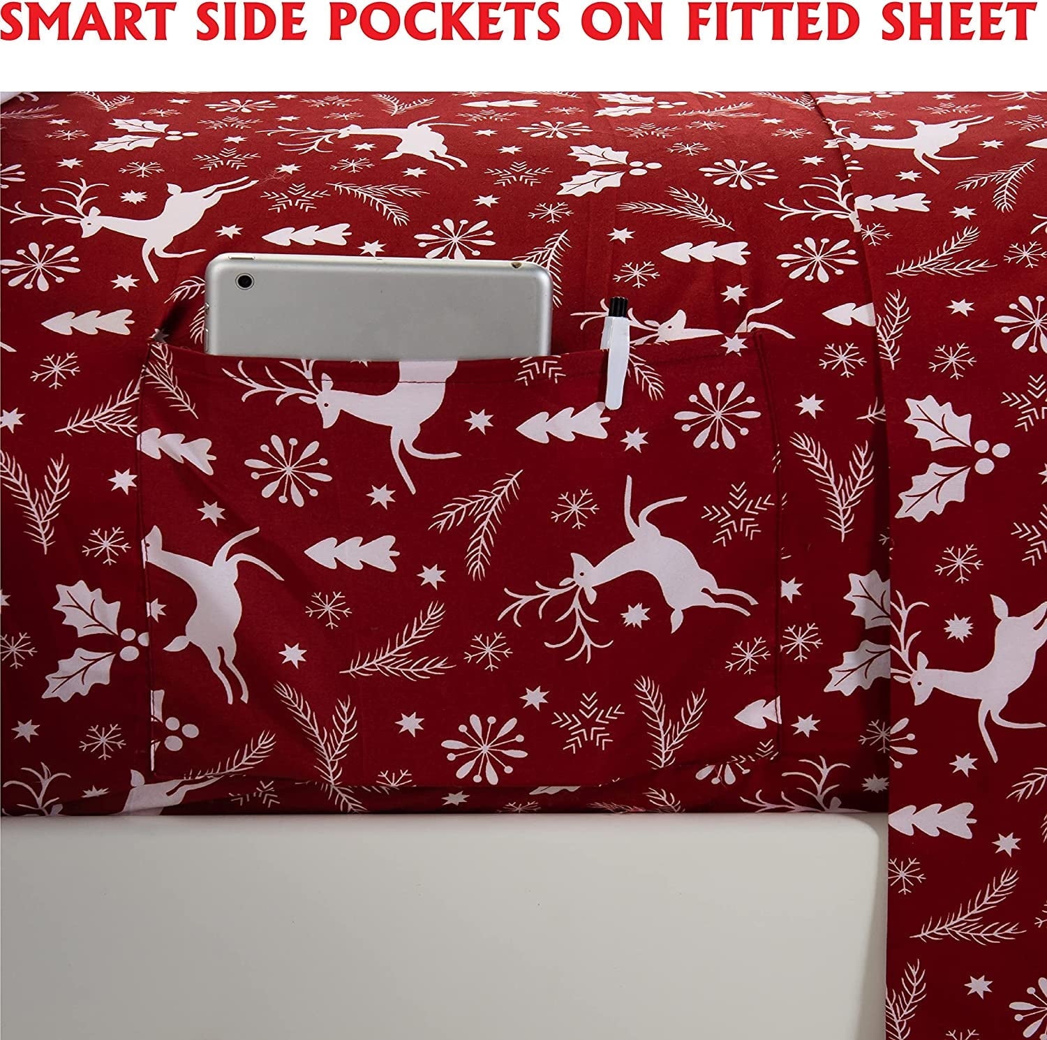 Premium Egyptian Cotton Luxury Soft Bed Sheets Holiday Pattern 1500 Thread Count Percale Egyptian Quality Softness Wrinkle and Fade Resistant... - Cooling Hotel Quality Bedding Sheets and Pillowcases Detail