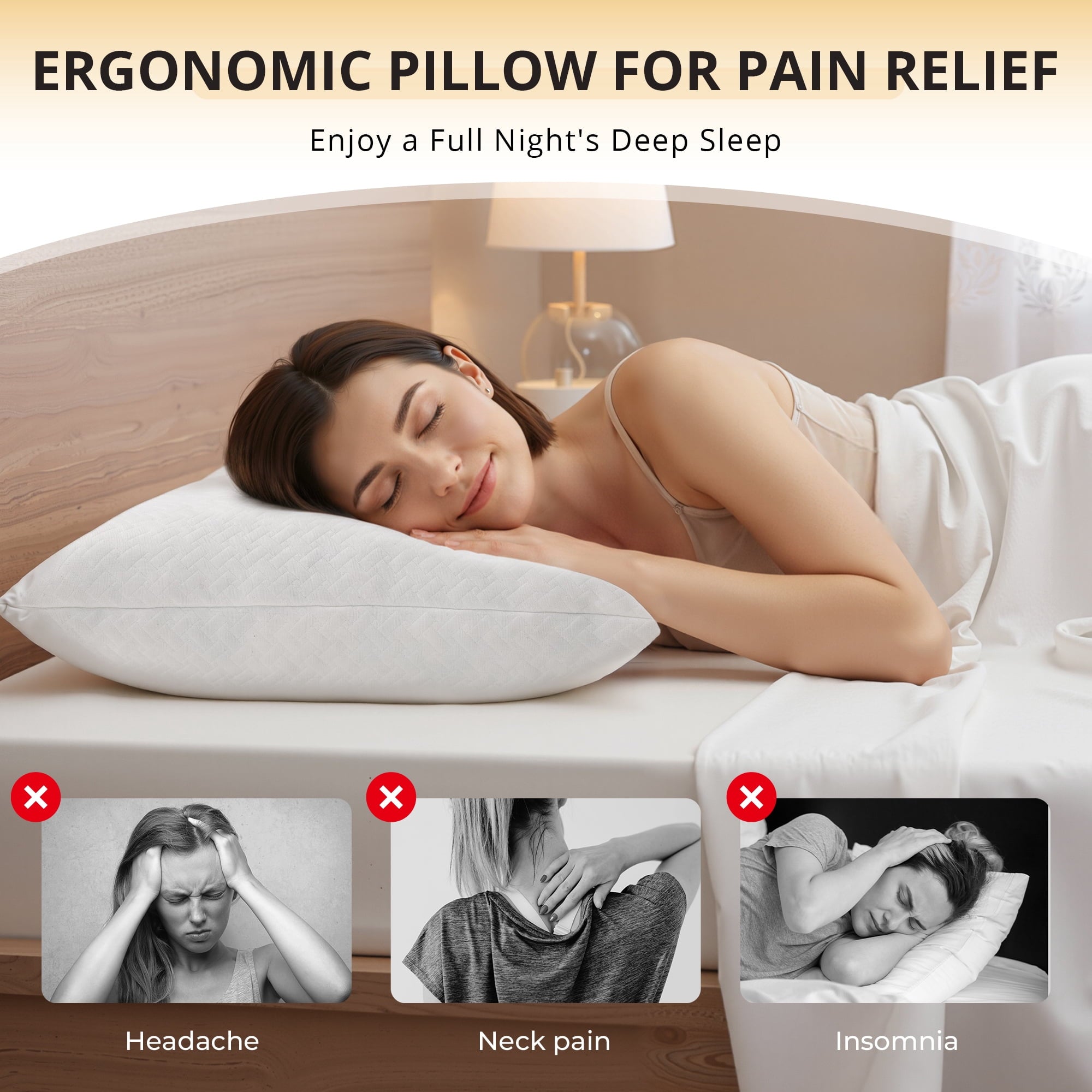 Ergonomic Memory Foam 2 Pack Bed Pillow, Shredded Gel Memory Foam Pillow, Standard Queen, Medium, Made in USA - Orthopedic Shredded Foam Bed Pillow Set Detail