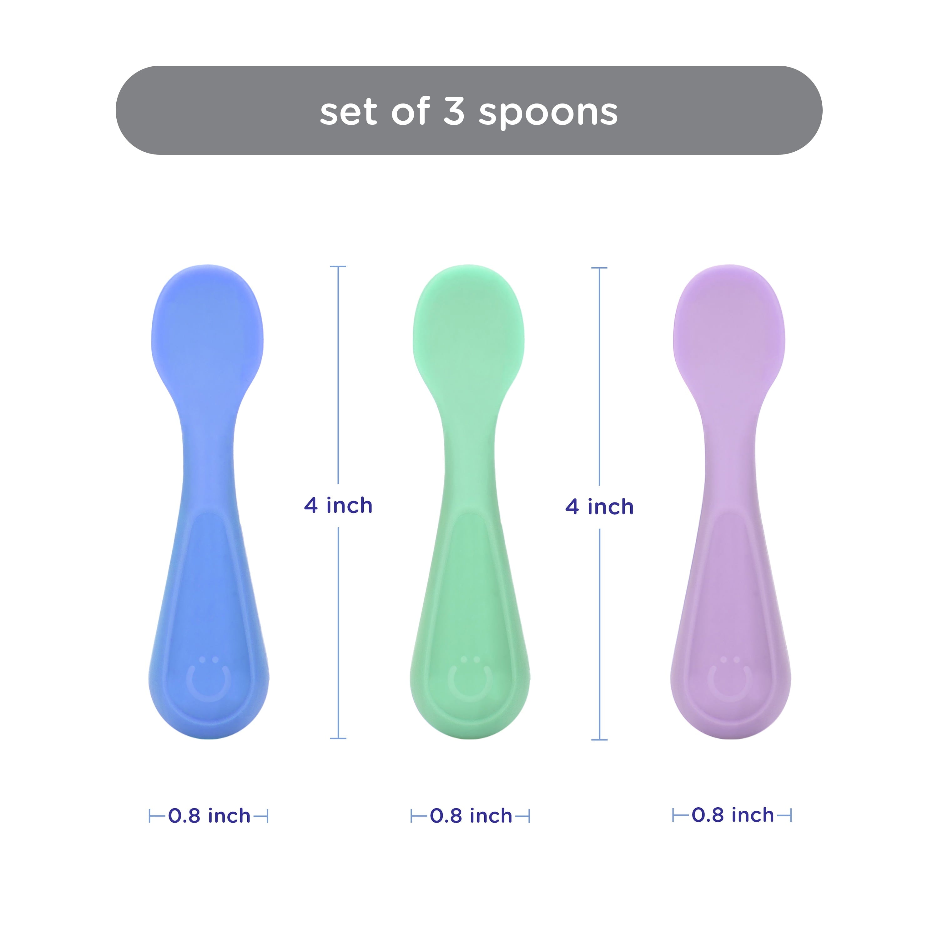 High-Precision Silicone Toddler Training Spoons, Baby, Silicone Flatware Sets, 3 Pack - Professional Kitchen Tool for Culinary Enthusiasts Detail