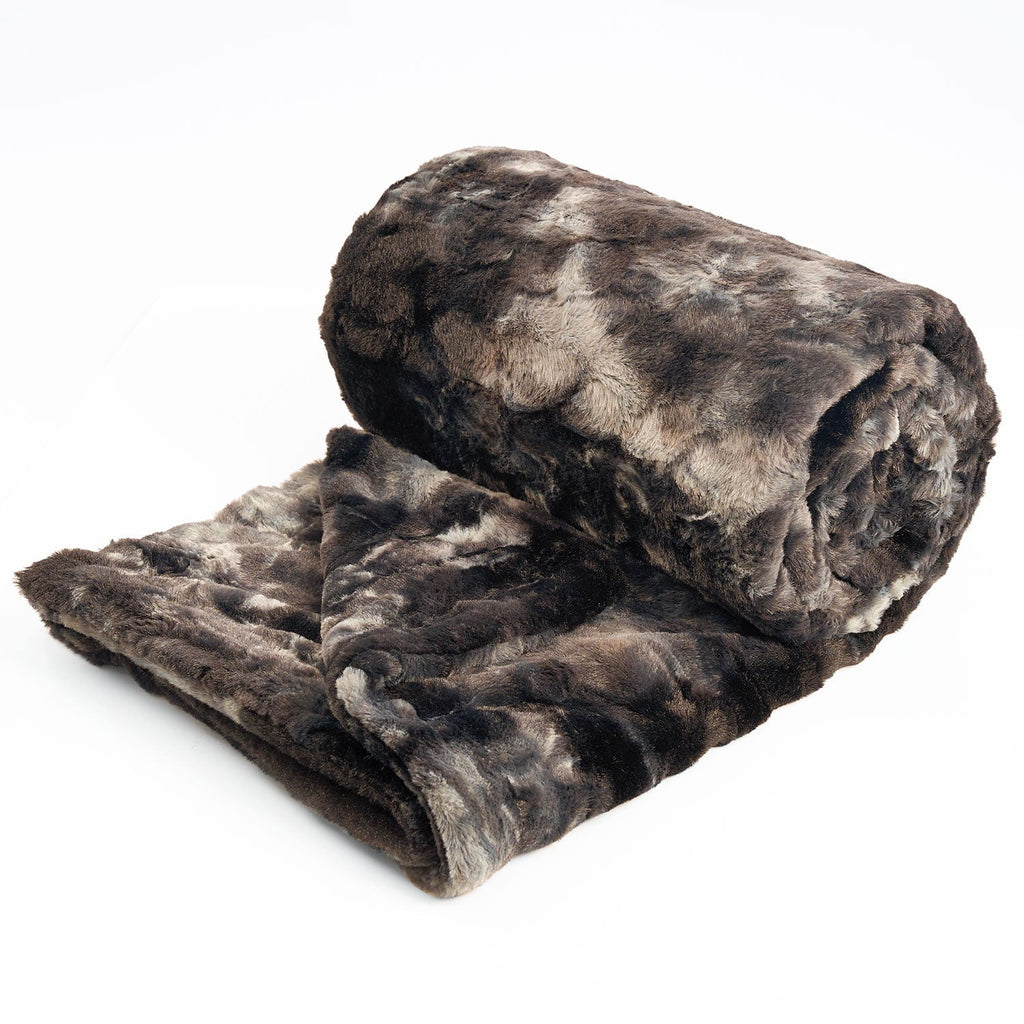 Reversible Sherpa Faux Rabbit Fur Throw Blanket- 50x60 inches, Soft Fluffy Cozy Warm Fuzzy Machine Washable, Durable Blanket for Couch ... - Luxury Knitted Decorative Throw Blanket with Fringes Detail