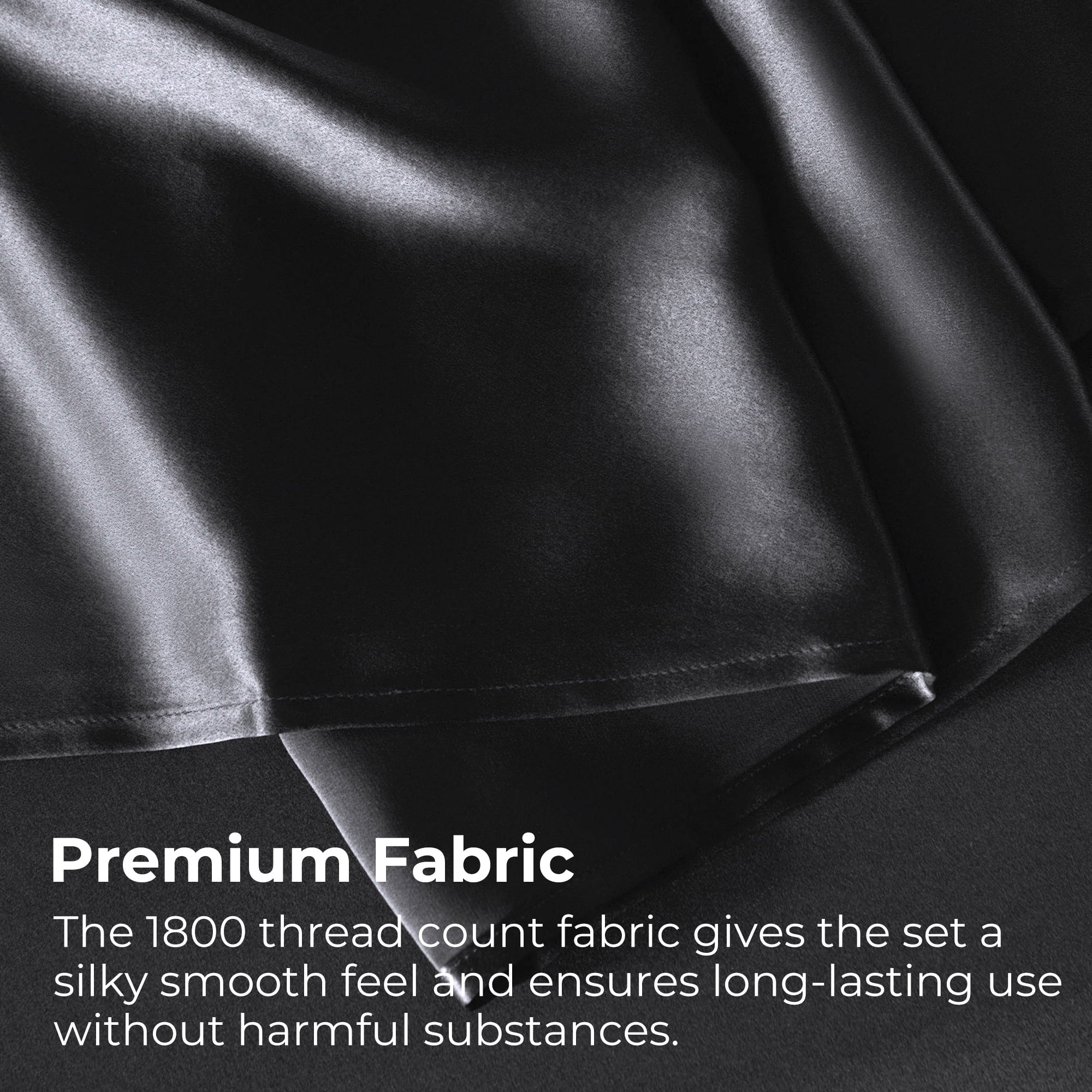 Wrinkle-Resistant Set, Queen, Silky Bed s, 4 Pieces,Black - Cooling Hotel Quality Bedding Sheets and Pillowcases Detail