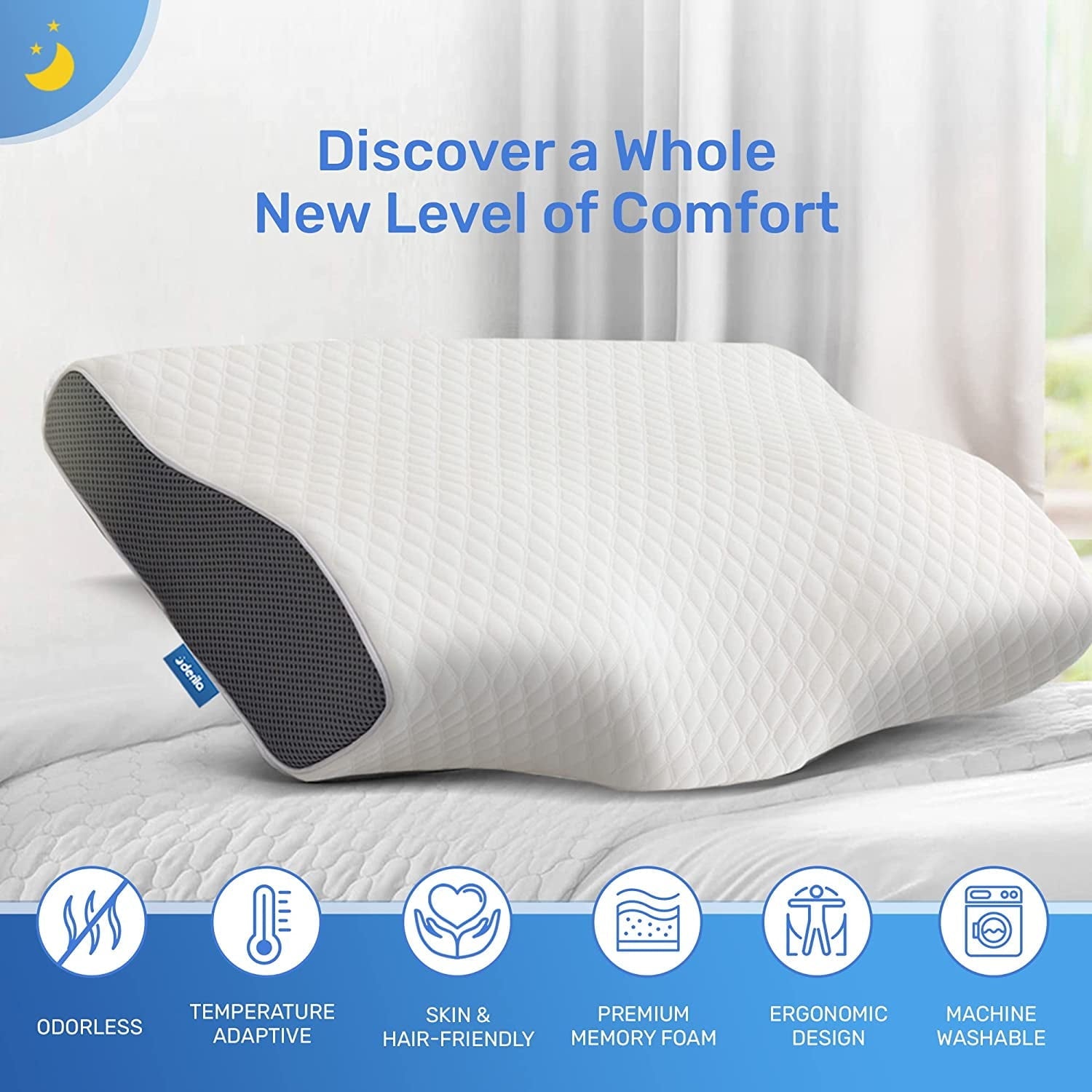 Orthopedic Support | Cervical Memory Foam Bed Pillow Standard | Neck, Shoulder Pain Relief | Improves Sleeping - Decorative Throw Pillow Cushion for Sofa & Bed Detail