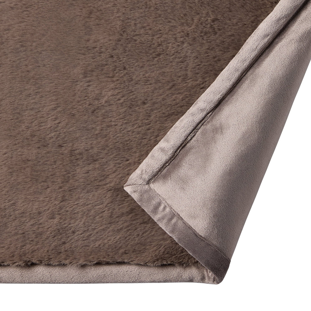Reversible Sherpa Grey Faux Fur Ultra Soft Luxury Oversized Throw Blanket 50" x 72", Grey Bisque - Luxury Knitted Decorative Throw Blanket with Fringes Detail