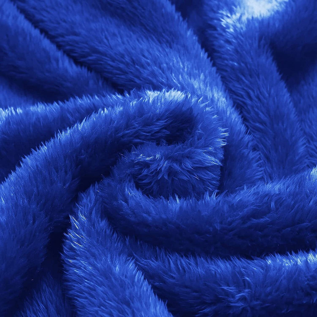 Cozy Fleece Plush Fuzzy Fleece Throw Blanket (40" x 50", Cobalt Blue)- Soft, Warm and Lightweight - Super Soft Reversible Sherpa Flannel Blanket Detail