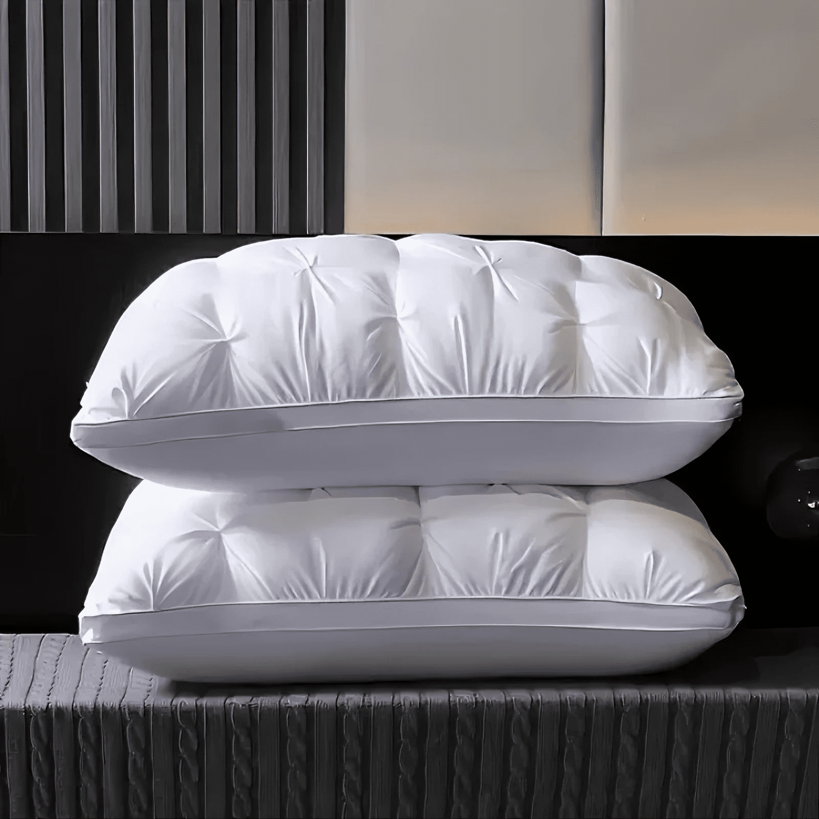 Decorative Plump Queen Size Bed Pillows Set of 2, Hotel Quality, Down Alternative Gusseted Bed Pillows for Side, Back, or Stomach Slee... - Hotel Quality Plush Sleeping Pillows Detail