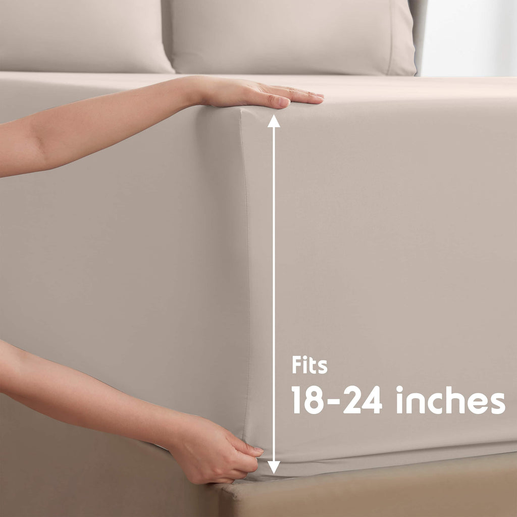 Ultra-Soft Extra Deep Pocket Full Sheets Set, 4 Piece, Fits 18"-24" Mattress, Breathable & Extra Soft Bed Sheets, Linen - Luxury Bed Sheet Set with Deep Pockets Detail