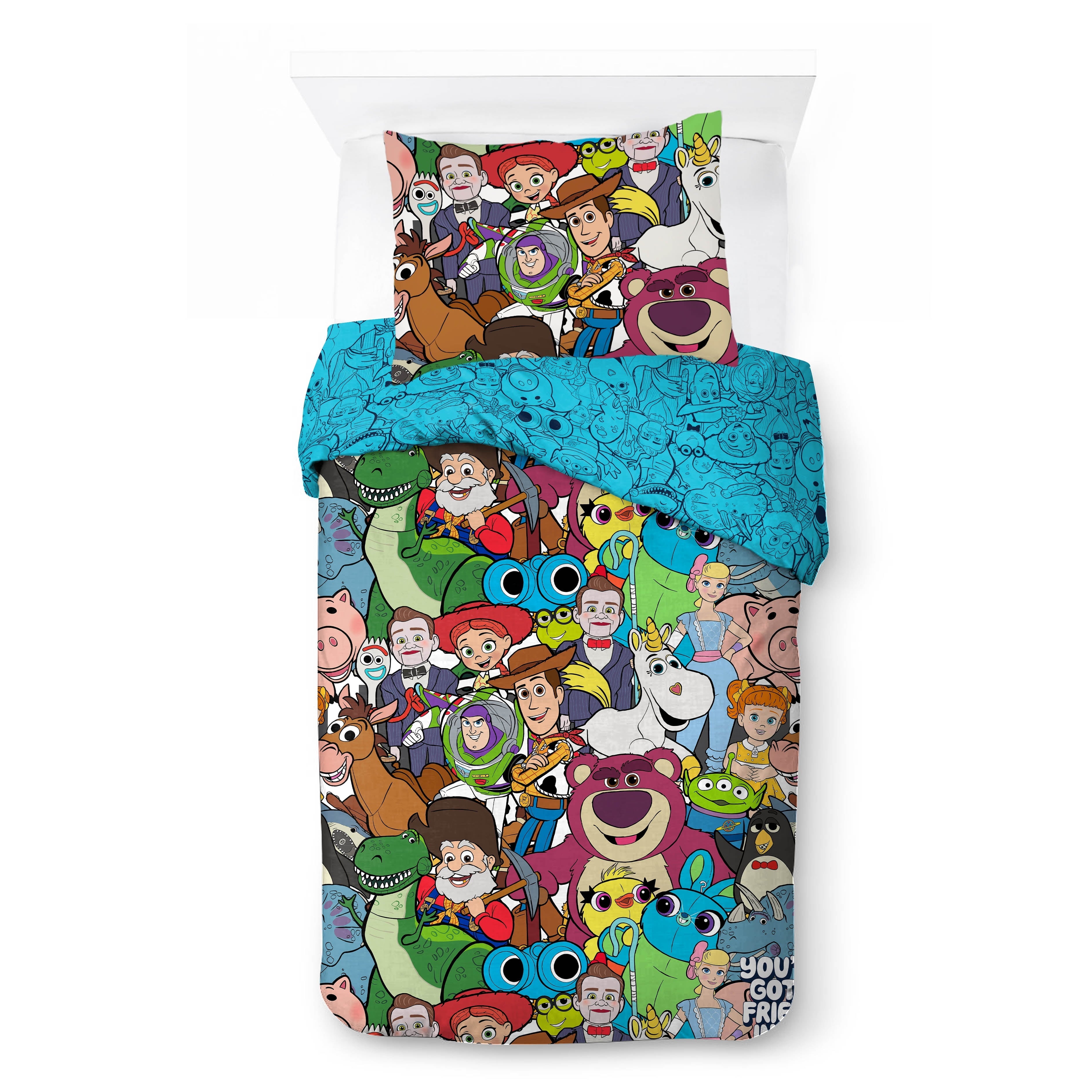 Luxurious Quilted You've Got a Friend Reversible Comforter and Pillowcase Set, Twin/Full, Kids Bedding - Luxurious Quilted Duvet Cover Set Detail