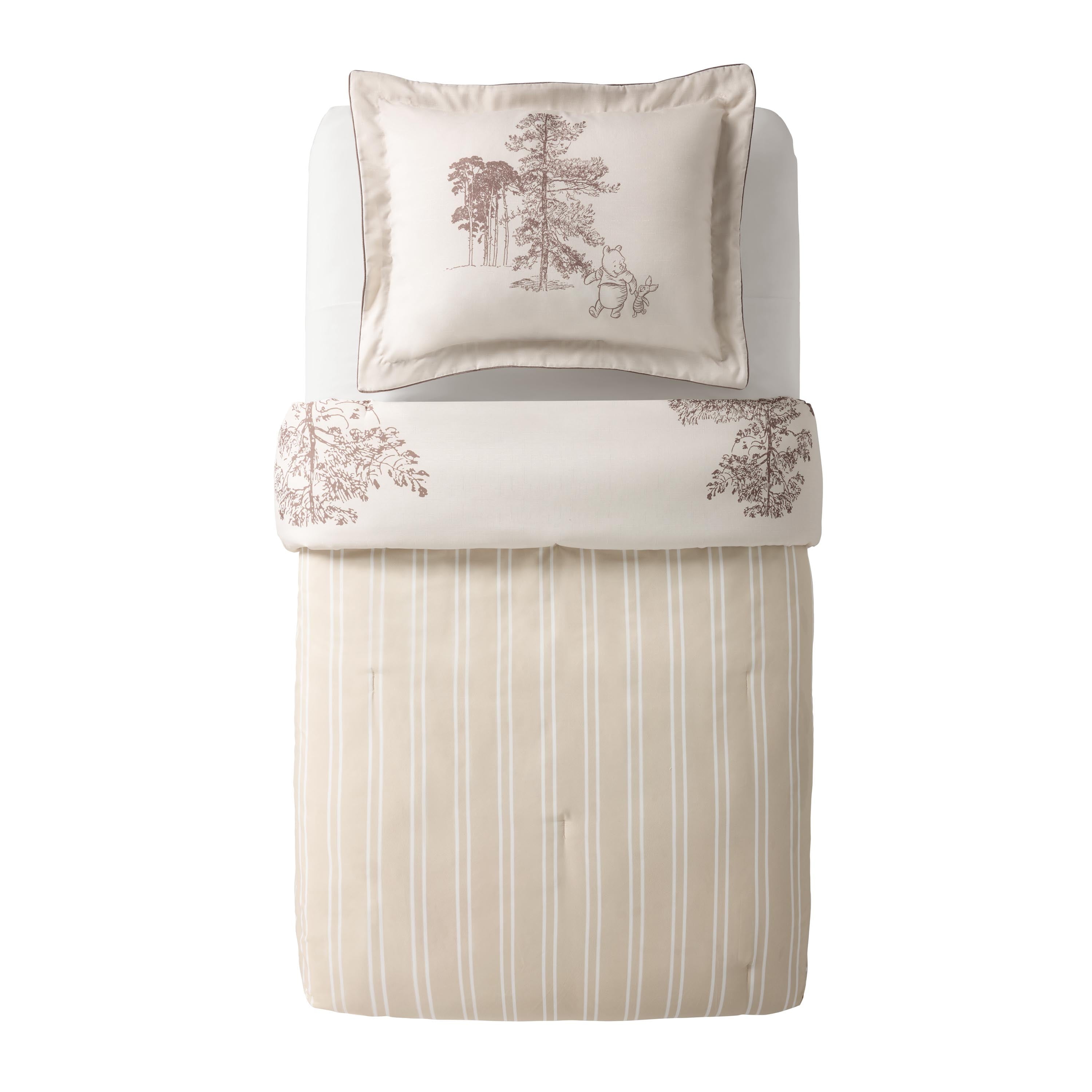 Luxurious Quilted Kids 2 Piece Khaki Comforter and Sham Bedding Set, Twin/Full - Luxurious Quilted Duvet Cover Set Detail