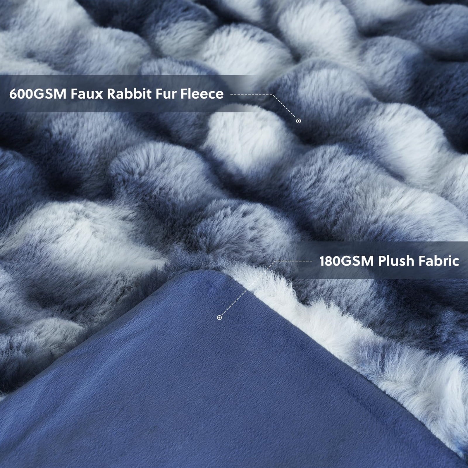 Reversible Sherpa Faux Fur Throw Blanket for Couch Luxury Fluffy Thick Bubble Blanket Warm Cozy Throw for Bedroom Living Room, 50" x 60... - Super Soft Reversible Sherpa Flannel Blanket Detail