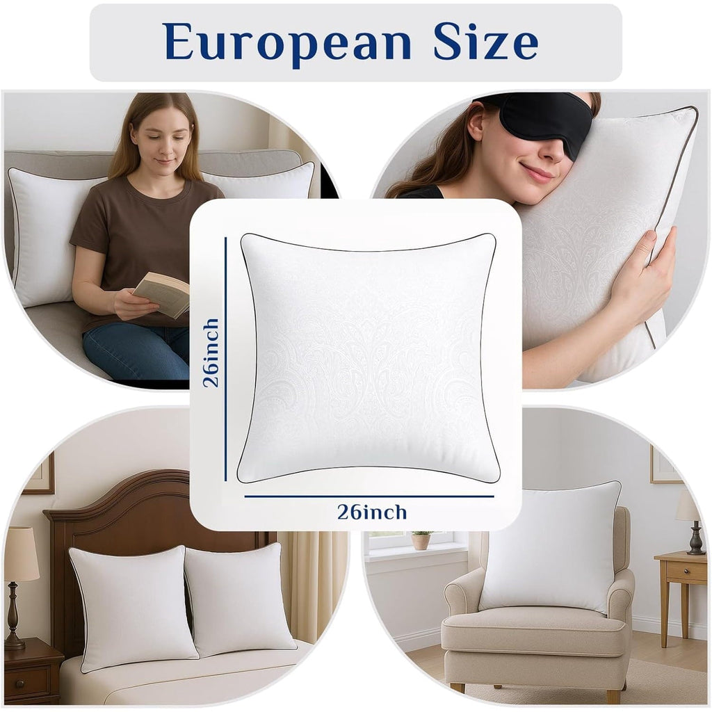 Decorative Plump for Sleeping, Soft and Supportive Throw for Couch, Bed and Sofa, Down Alternative Pillow, 26x26 Inches - Decorative Throw Pillow Cushion for Sofa & Bed Detail