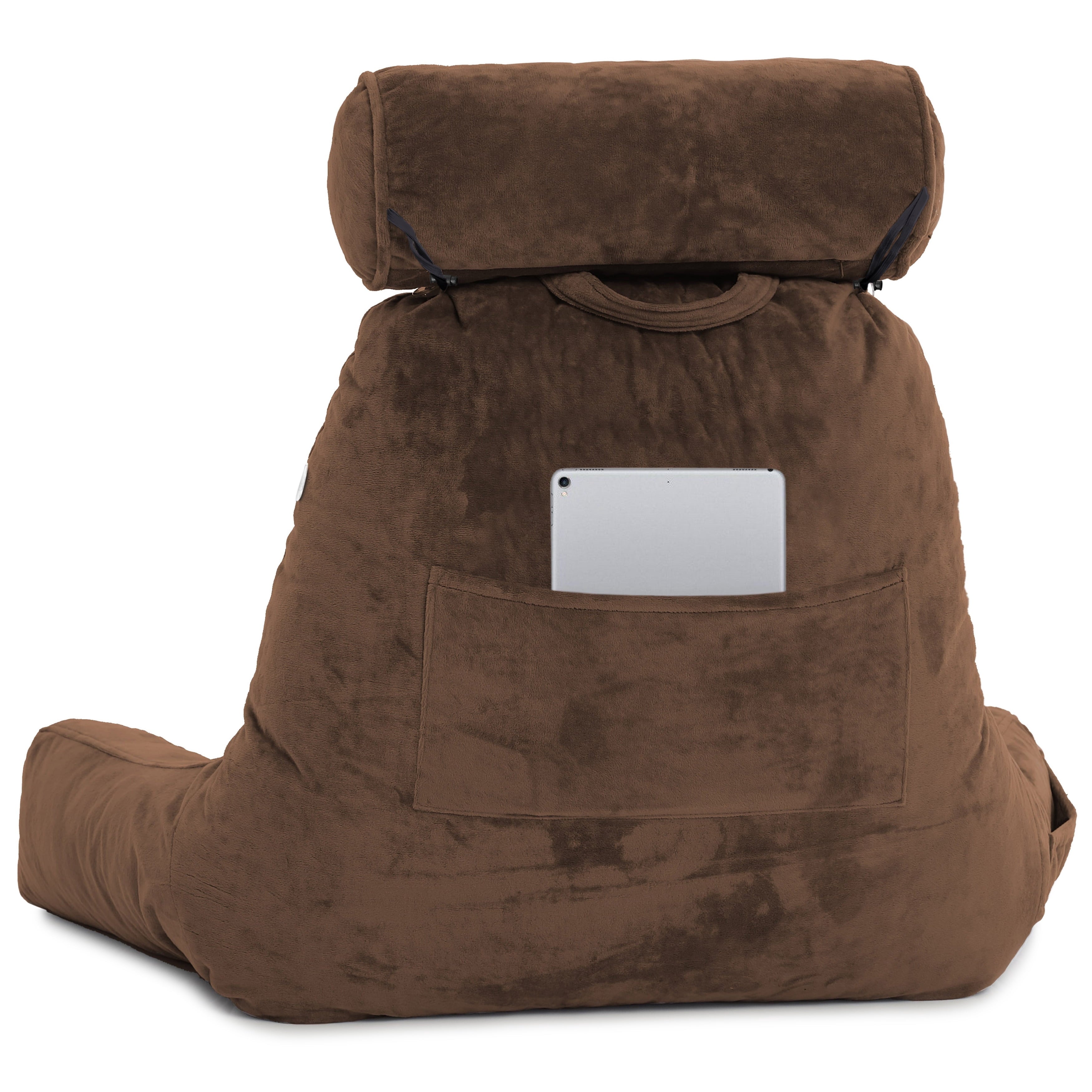 Decorative Plump Medium Chocolate Brown, Backrest - Detach Neck Roll, Removable Cover - Decorative Throw Pillow Cushion for Sofa & Bed Detail