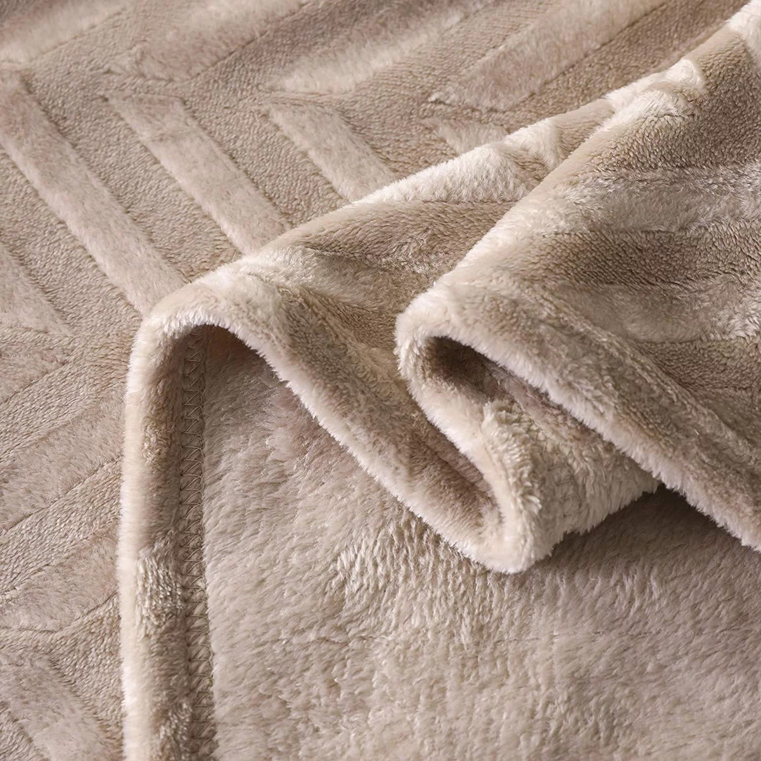 Lightweight Warm Soft Flannel Fleece Lightweight 50"x60" Throw Blanket, Brushed Chevron Design Fluffy Plush Cozy Blanket for All Seaso... - Lightweight Plush Warm Blanket for All Seasons Detail