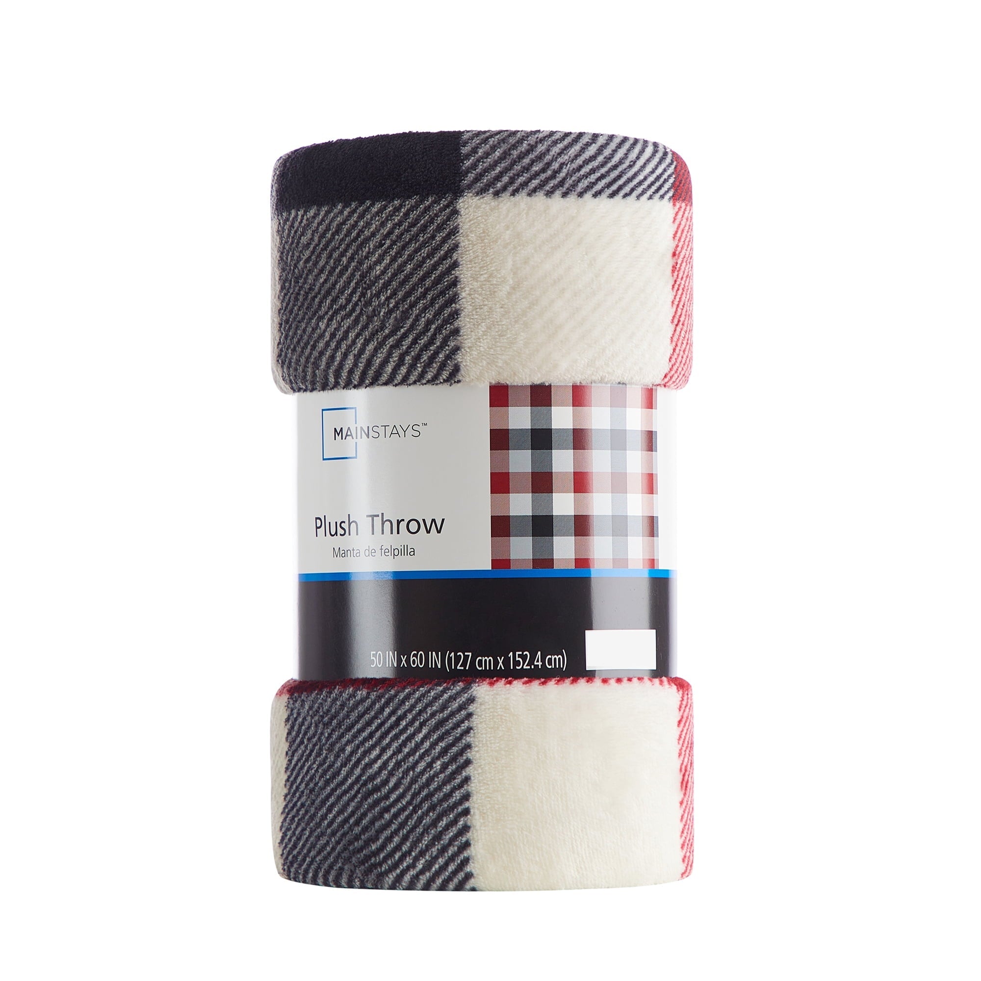 Decorative Knitted Cozy Plush Throw Blanket, Red Plaid 50" x 60" All Ages - Super Soft Reversible Sherpa Flannel Blanket Detail