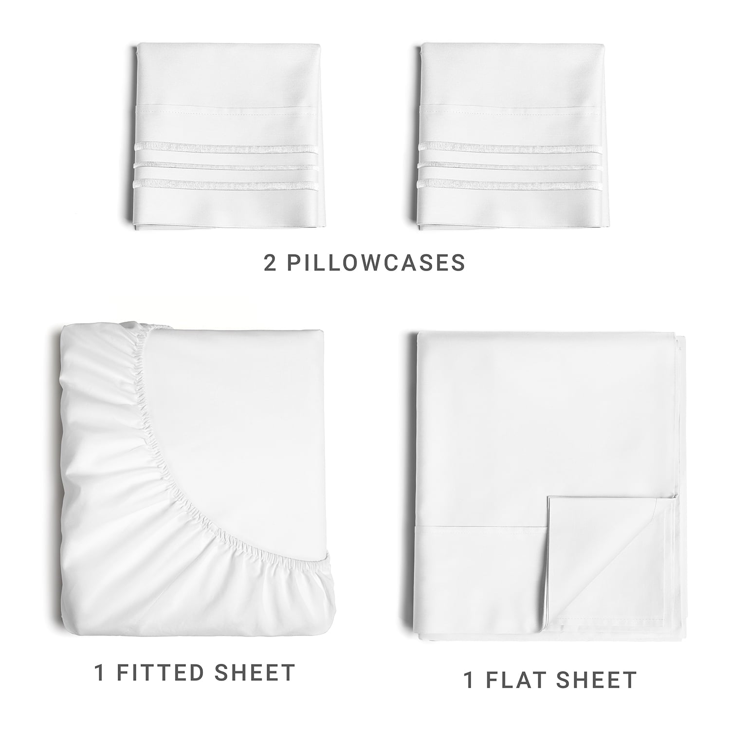 Breathable Luxury 4-Piece Ultra Soft & Comfy Hotel Luxury Sheet Set - Full Size Cooling Bed Sheet Fits 8"-16" Mattresses, White - Breathable Egyptian Cotton Flat & Fitted Sheets Detail