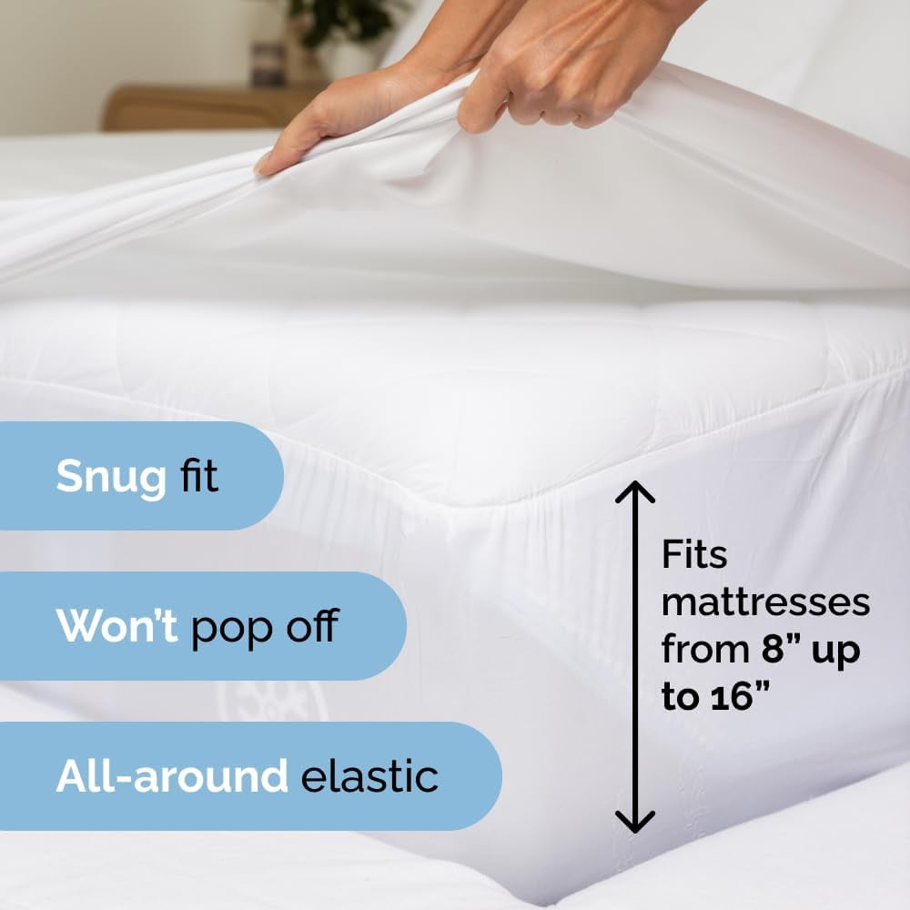 Breathable Luxury 4-Piece Ultra Soft & Comfy Hotel Luxury Sheet Set - Full Size Cooling Bed Sheet Fits 8"-16" Mattresses, White - Breathable Egyptian Cotton Flat & Fitted Sheets Detail