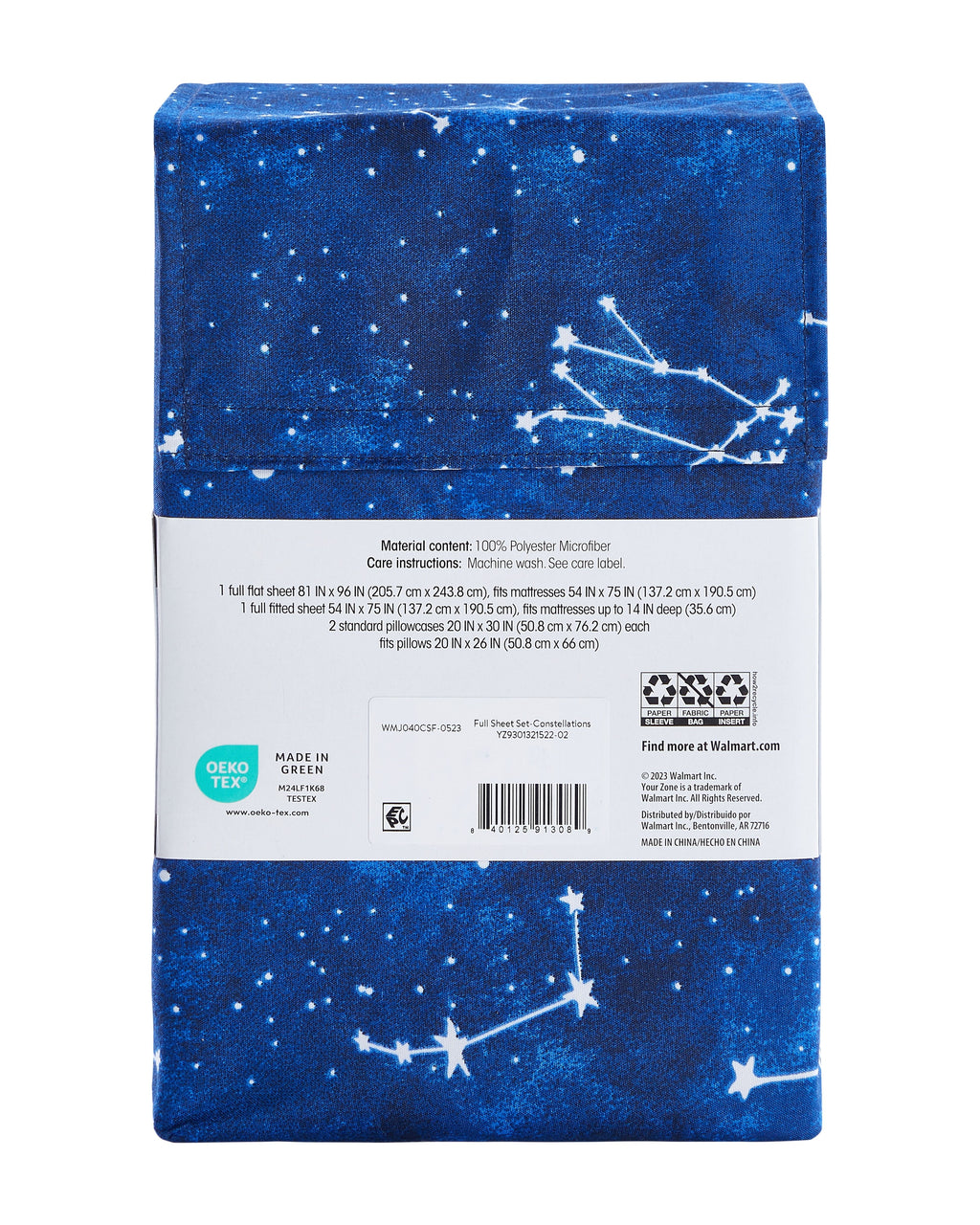 Wrinkle-Resistant Kids Soft Microfiber Sheet Set, Navy Blue Stars, Full, 4 Pieces, Easy Care - Luxury Bed Sheet Set with Deep Pockets Detail