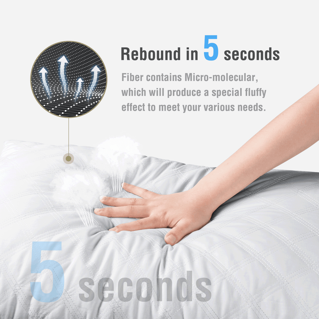 Fluffy Shredded Bed Pillows Queen Size Set of 2 Pillows for Bed 2 Pack Cooling Hotel Collection Down Alternative Pillows 20 x 30 inches - Ergonomic Memory Foam Pillow for Neck Pain Support Detail