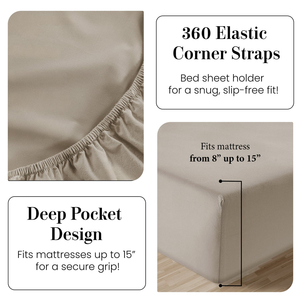 Breathable Luxury 100% Cotton Sheets Set – 4 Piece Cal King Bed Sheet, Soft & Comfy All Season Breathable Percale Weave, 15” Snug Fit D... - Premium Ultra-Soft Pillowcase Pair for Sleeping Detail