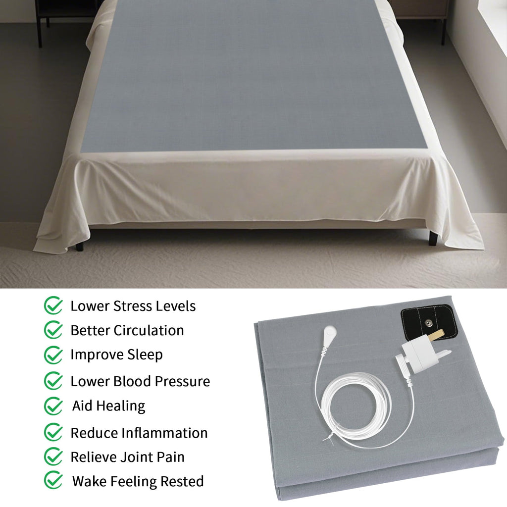 Premium Egyptian Cotton Grounding Sheets for All Mattress Sizes, Grounding Mat for Bed 10% Silver Fiber+90% Organic Cotton Grounding Sheets S... - Luxury Bed Sheet Set with Deep Pockets Detail