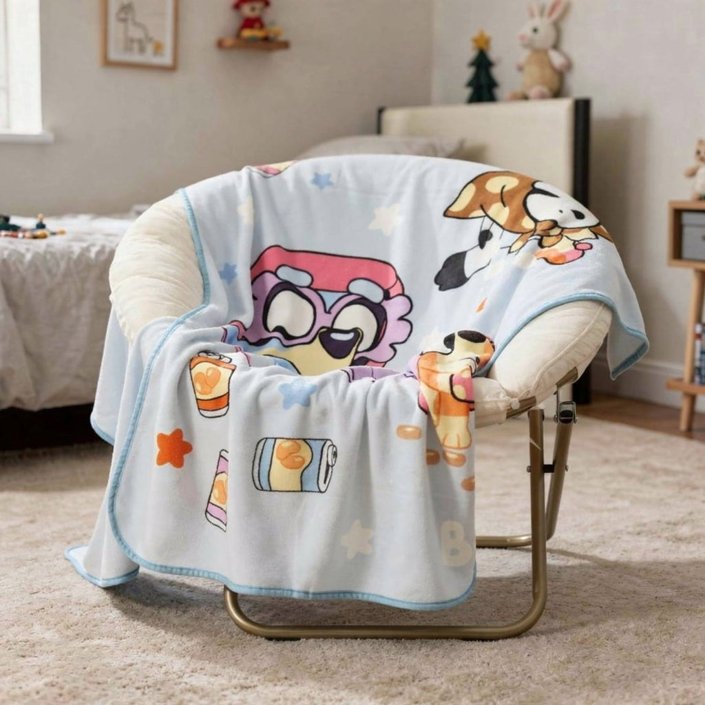 Decorative Knitted Family Kids Throw Blanket, Soft Coral Fleece, Multicolor, 46" x 60" - Lightweight Plush Warm Blanket for All Seasons Detail