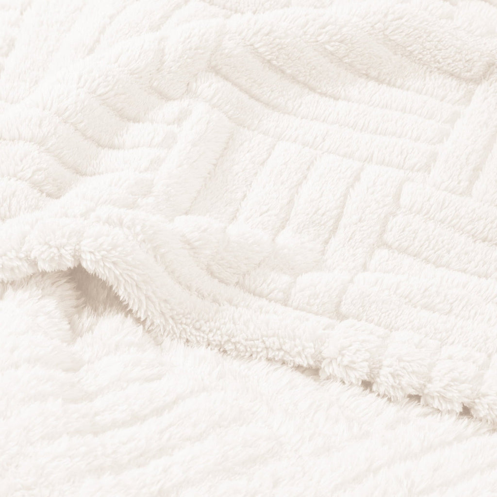Reversible Sherpa Fluffy Fleece Throw Blanket 50"x60" for Couch, Bed, Sofa, Fuzzy Soft Cozy Throw with Decorative Jacquard Pattern for ... - Luxury Knitted Decorative Throw Blanket with Fringes Detail
