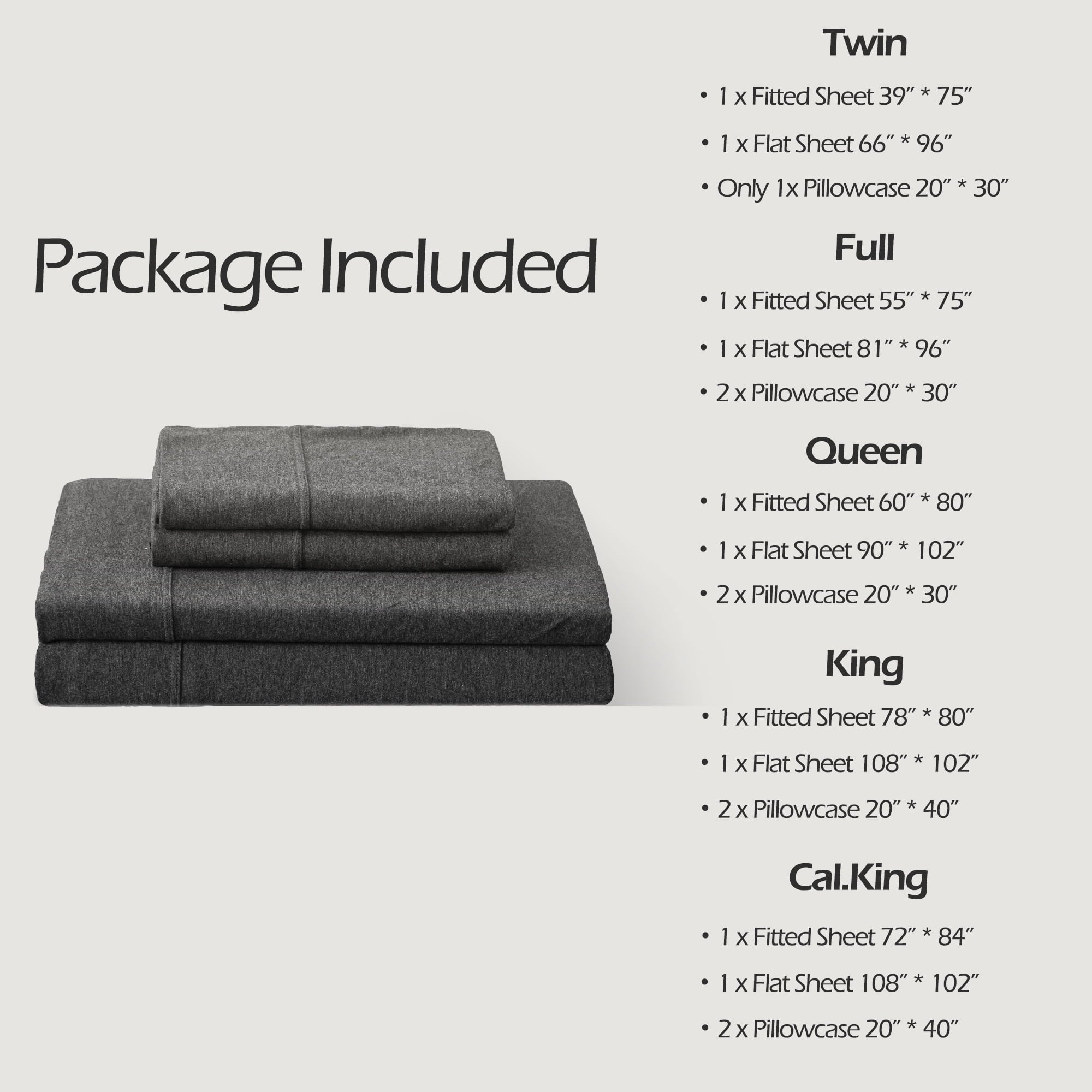 Ultra-Soft 100% Cotton Jersey Knit 4pc Bed Sheet Set Extra Deep Pocket up to 20" Charcoal Gray Queen - Cooling Hotel Quality Bedding Sheets and Pillowcases Detail