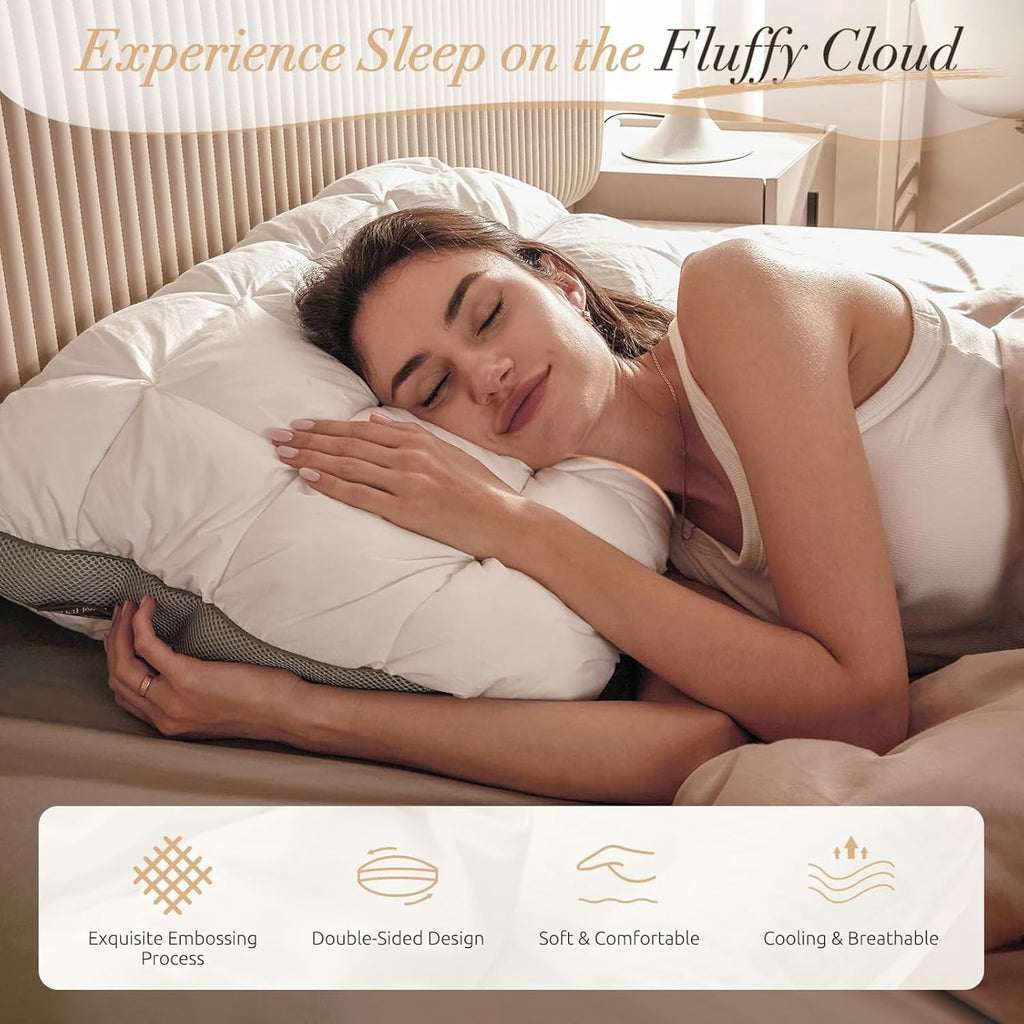 Decorative Plump Hotel Cervical Pillow for Sleeping – Ergonomic Contour Neck Support Bed Pillow, Fluffy and Supportive for Side, Back ... - Ergonomic Memory Foam Pillow for Neck Pain Support Detail