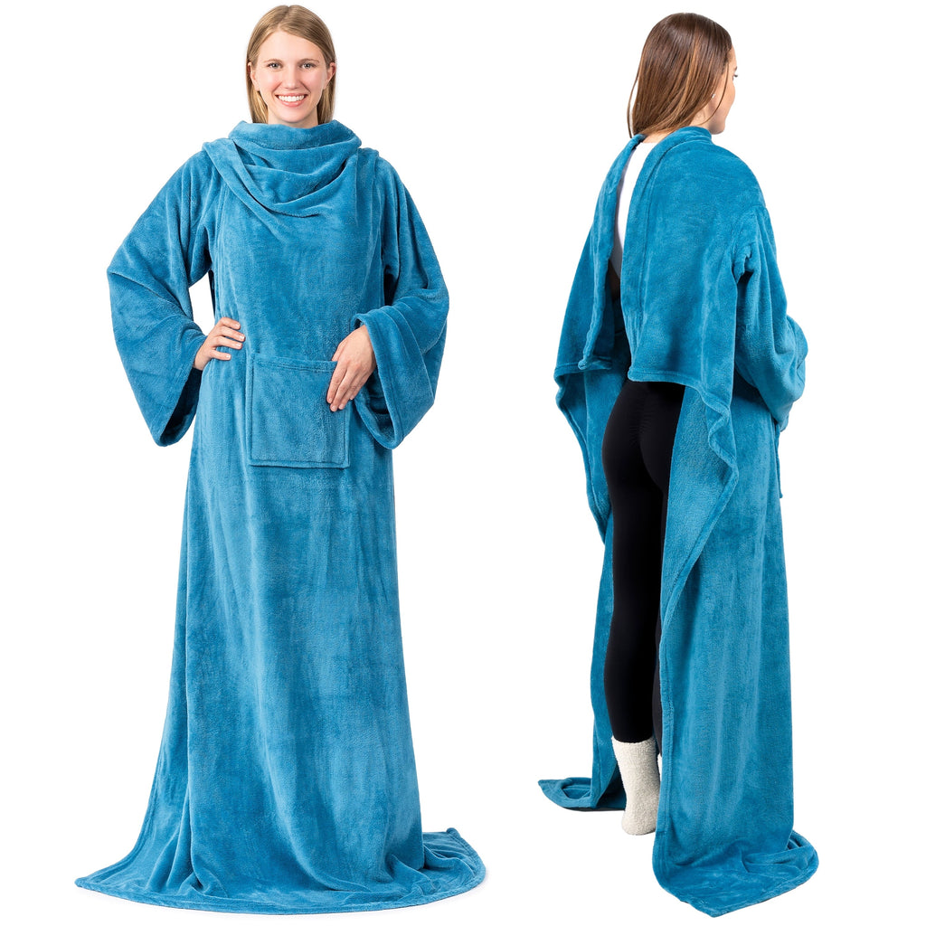 Reversible Sherpa Wearable Blanket with Sleeves for Adult Women Men, Cozy Fleece Warm Wrap Throw Blanket with Arms, Pocket, Gifts for C... - Super Soft Reversible Sherpa Flannel Blanket Detail