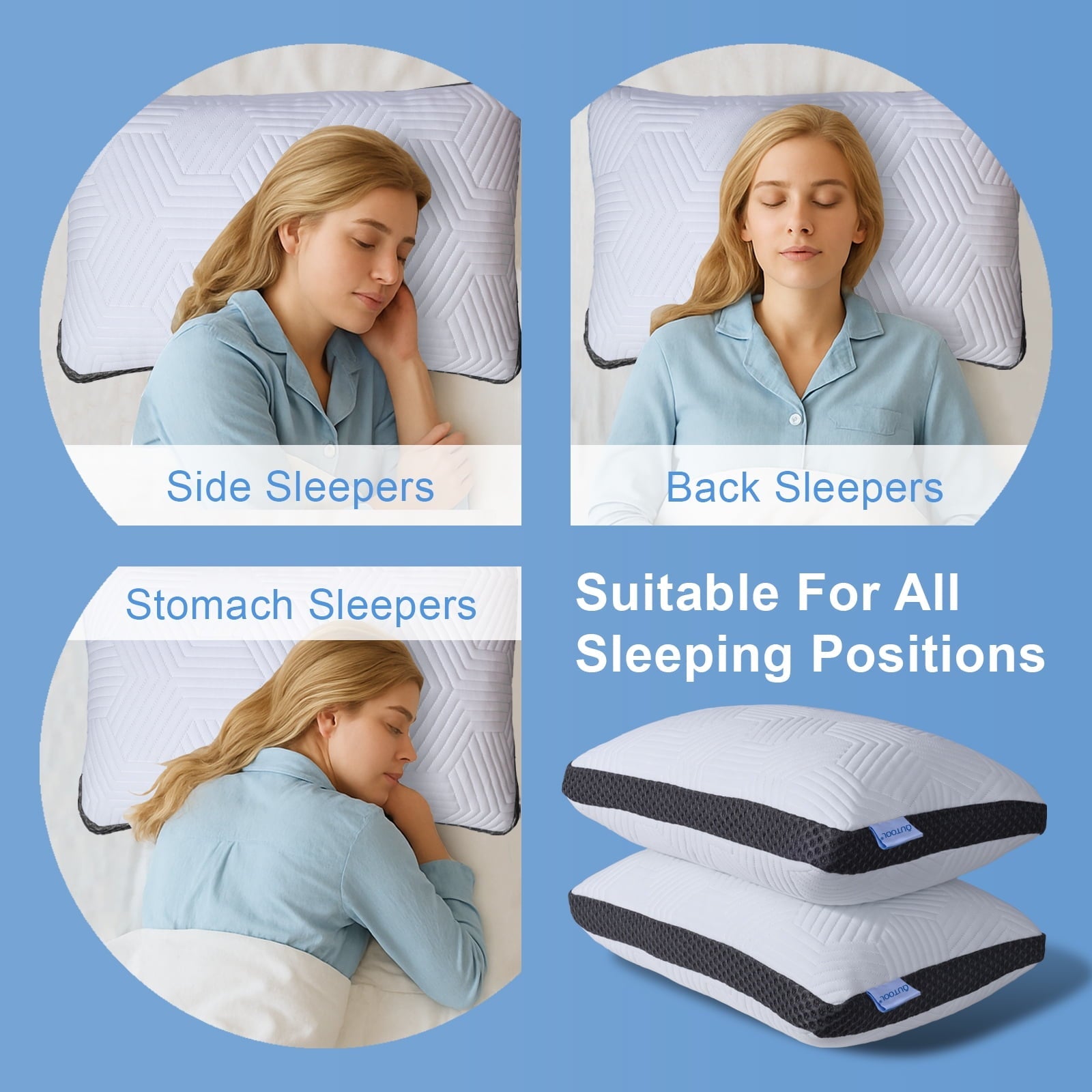 Hotel Collection Soft Bed Pillow, Shredded Memory Foam Pillow, Comfortable Sleeping Pillow, Standard Size, Affordable Everyday Use - Decorative Throw Pillow Cushion for Sofa & Bed Detail