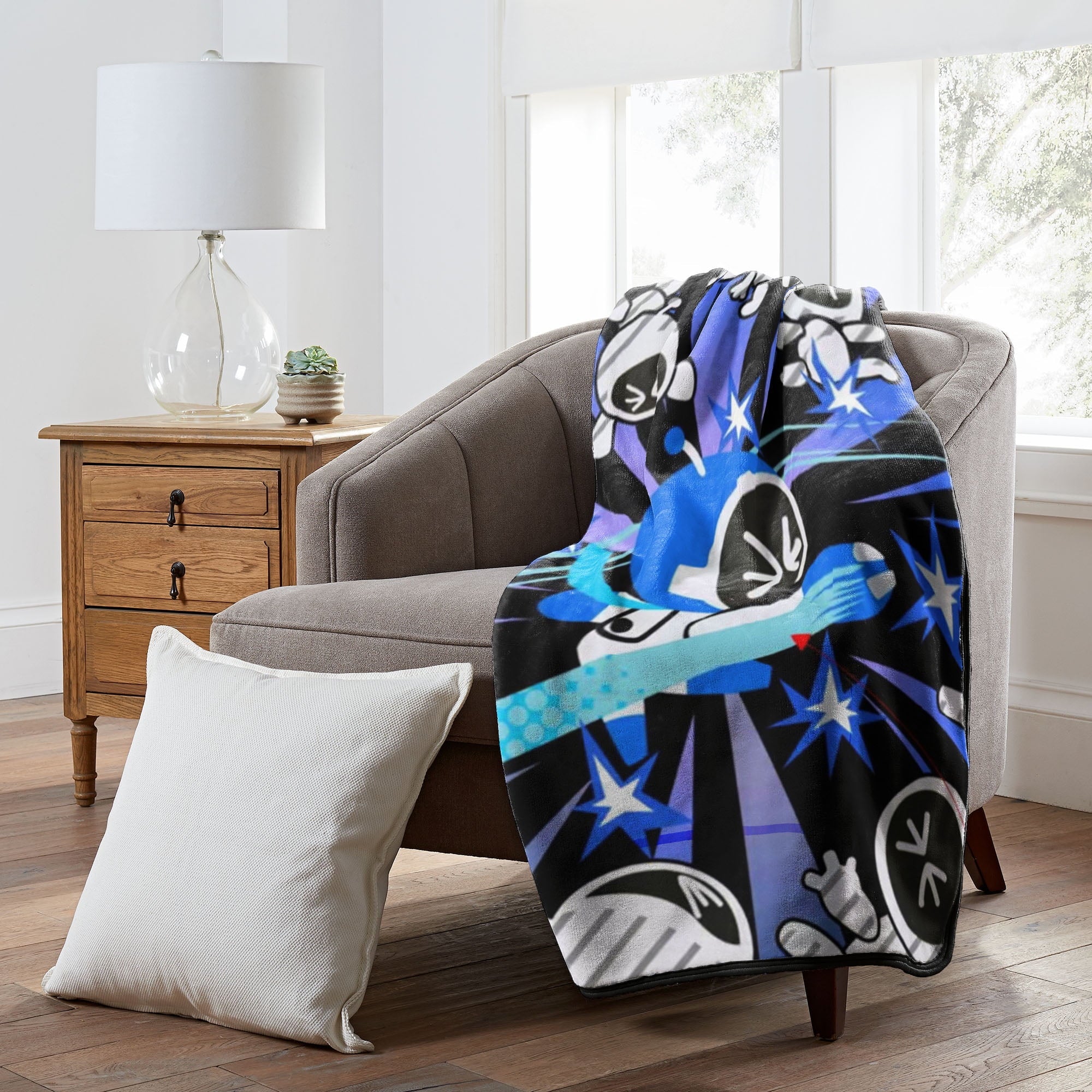 Super Soft Flannel Silk Touch Throw Blanket for Kids, 46x60 inches - Luxury Knitted Decorative Throw Blanket with Fringes Detail