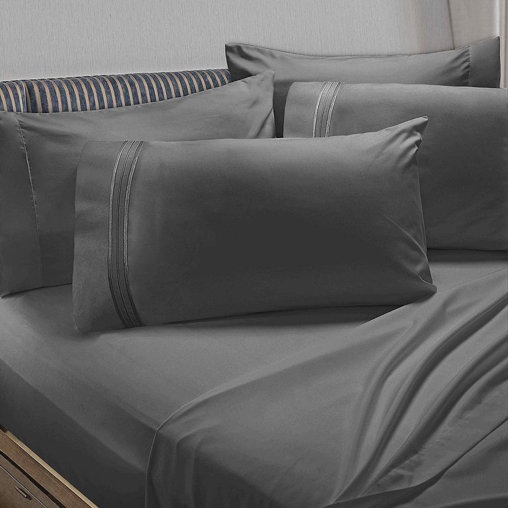 Cooling Sateen 6 Piece 1800 Collection Bed Sheet Set with Extra Pillowcases, Deep Pockets Fitted Sheet, 100% Soft Microfiber, Hypoal... - Luxury Bed Sheet Set with Deep Pockets - Default Title