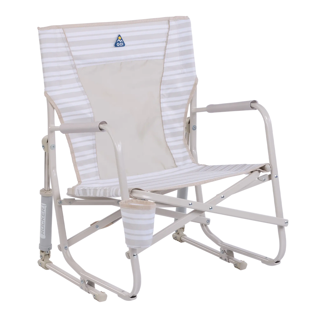Heavy-Duty Freestyle Beach Rocker - Choice 712 - Patented Spring-Action Rocking Chair for Camping - Neutral Stripe