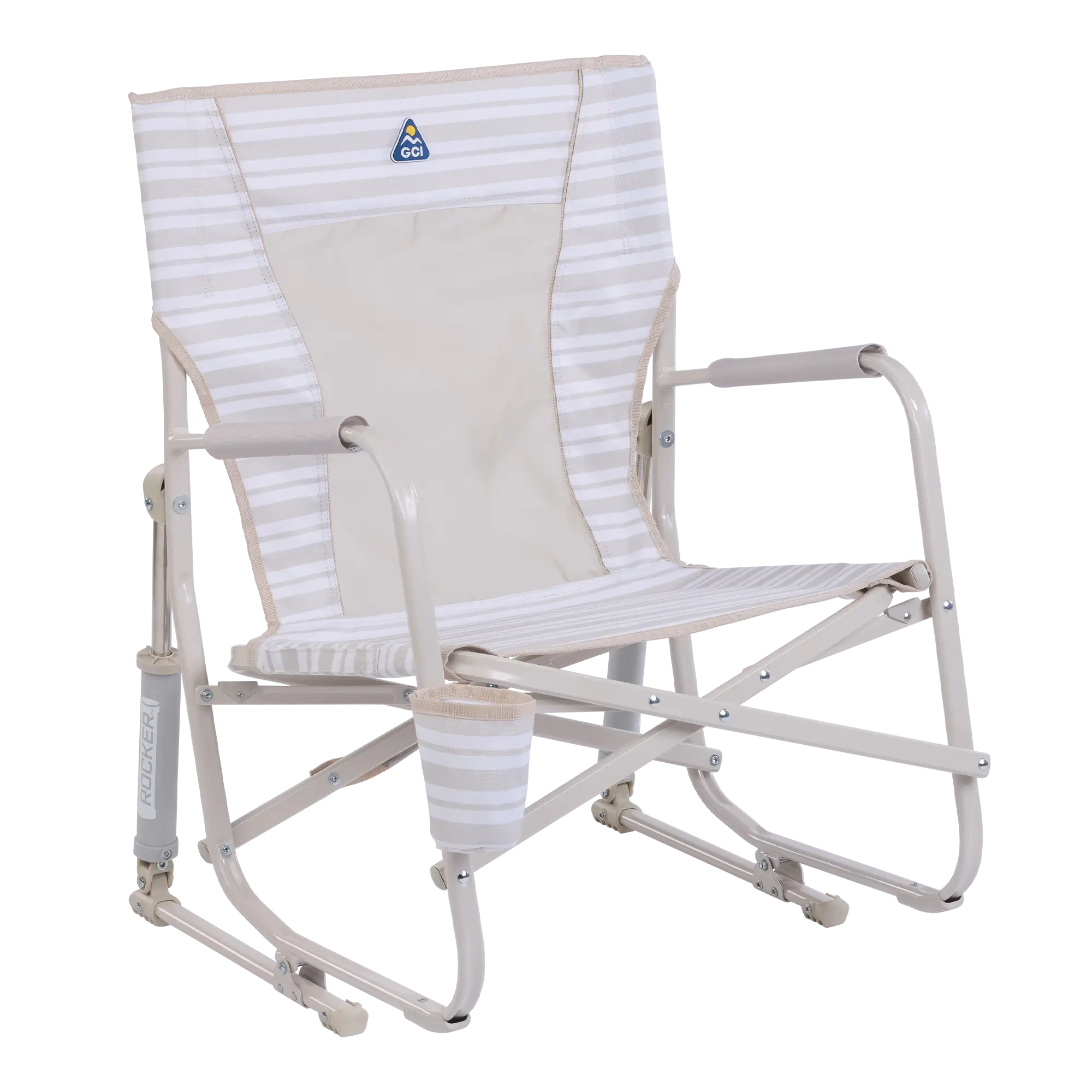 Heavy-Duty Freestyle Beach Rocker - Choice 712 - Patented Spring-Action Rocking Chair for Camping - Neutral Stripe