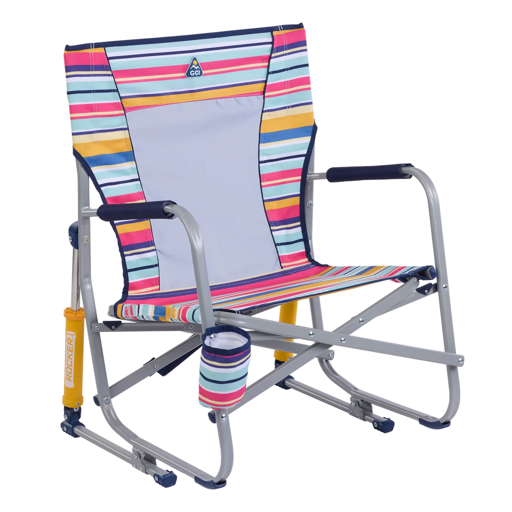 Heavy-Duty Freestyle Beach Rocker - Choice 712 - Patented Spring-Action Rocking Chair for Camping - Multi Stripe