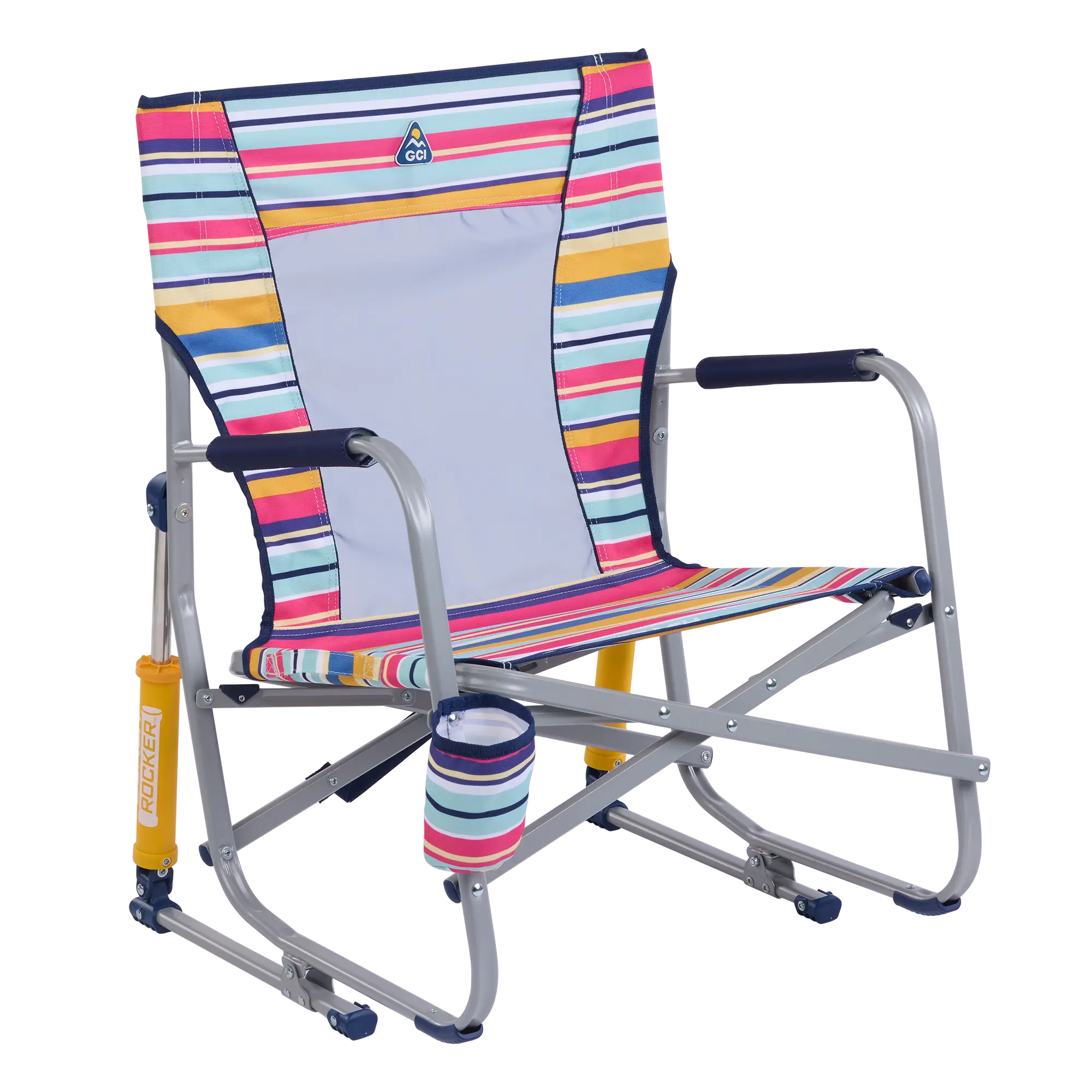 Heavy-Duty Freestyle Beach Rocker - Choice 712 - Patented Spring-Action Rocking Chair for Camping - Multi Stripe