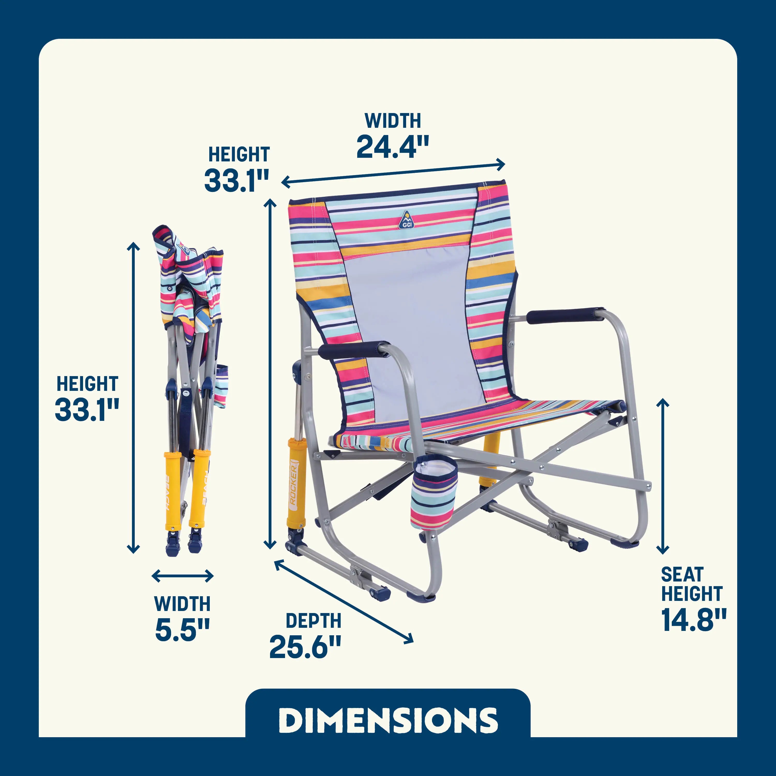 Heavy-Duty Freestyle Beach Rocker - Choice 712 - Patented Spring-Action Rocking Chair for Camping Detail