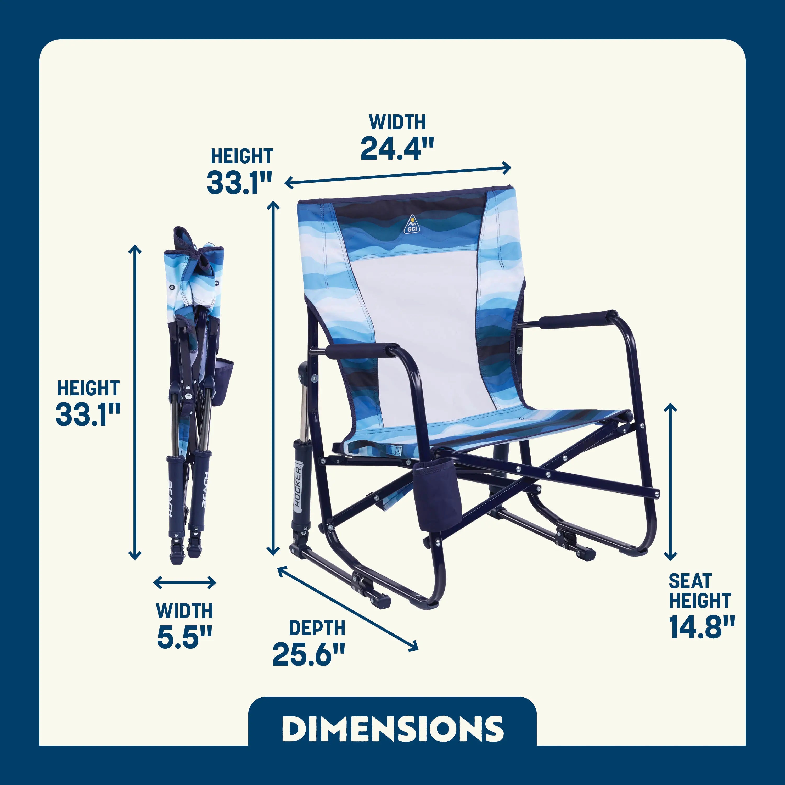 Heavy-Duty Freestyle Beach Rocker - Choice 712 - Patented Spring-Action Rocking Chair for Camping Detail
