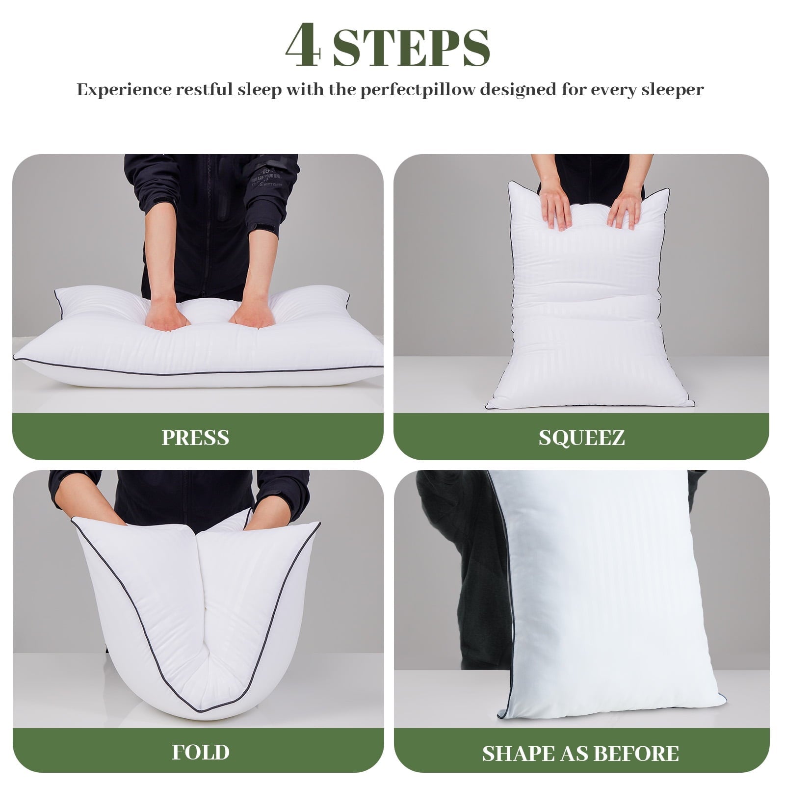 Ergonomic Memory Foam Pillows Standard Size Set of 2, Hotel Quality, Down Alternative Gusseted Bed Pillows for Side, Back, And Stomach Slee... - Hotel Quality Plush Sleeping Pillows Detail