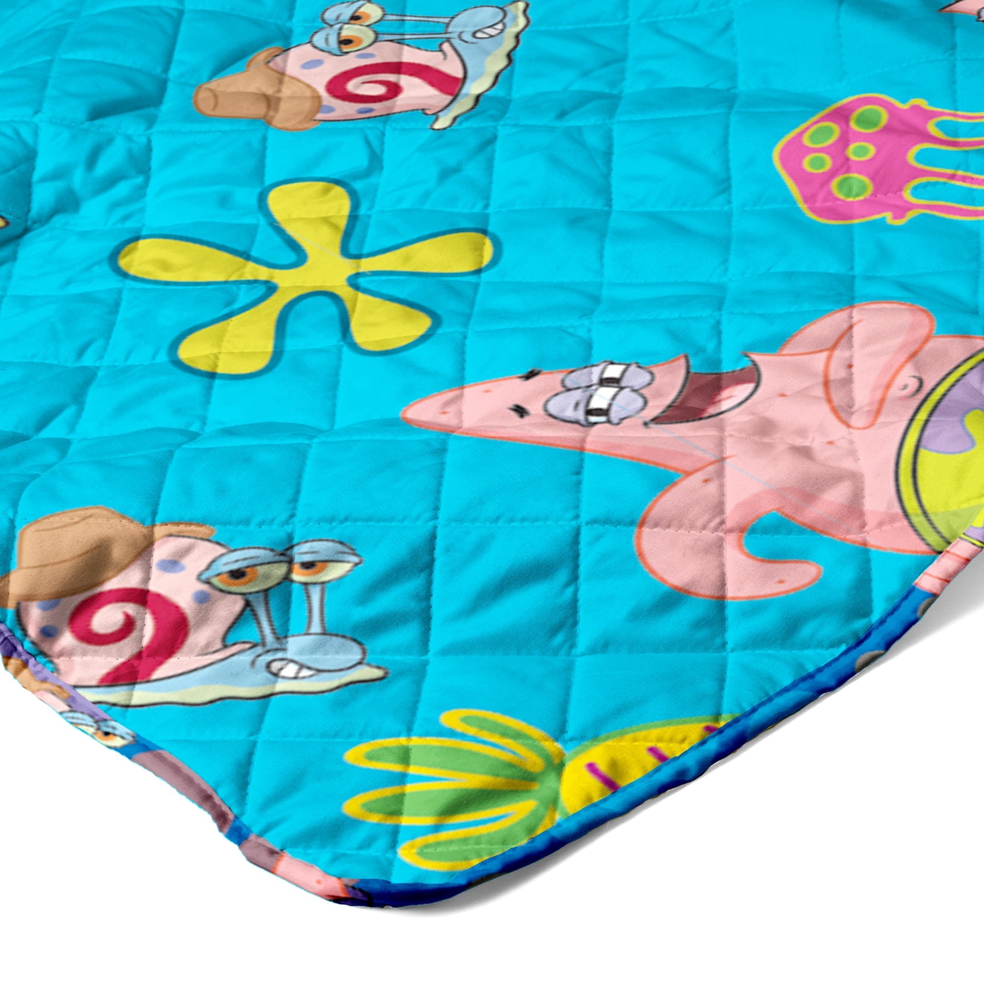 Lightweight Warm Spongebob Tropical Waltz Quilted Throw Blanket 60x80 inches, Kids Character Bedding - Luxury Knitted Decorative Throw Blanket with Fringes Detail