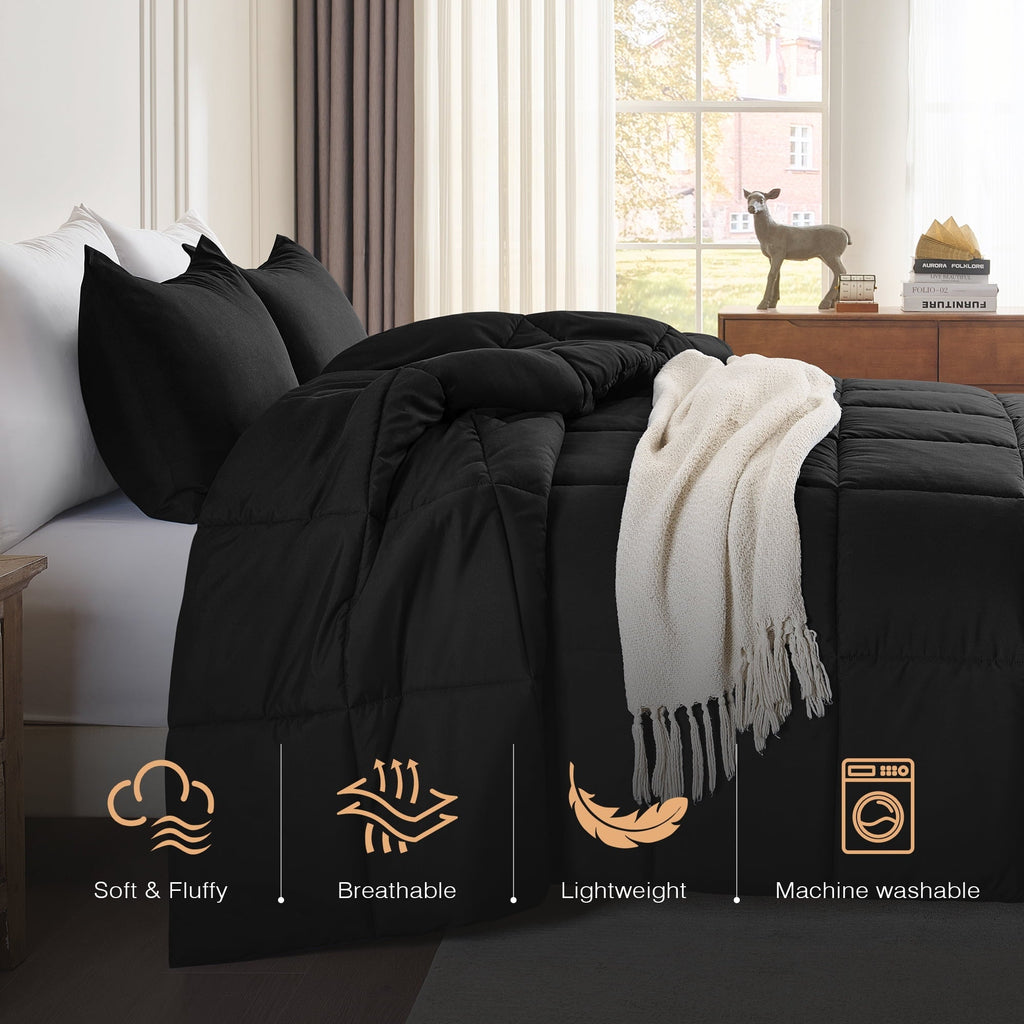 Hypoallergenic Cloud Queen Size Comforter Sets, 3 Piece Soft Quilted Bedding Sets, All-Season Down Alternative Comforter with 2 Pillow Sha... - Luxurious Quilted Duvet Cover Set Detail