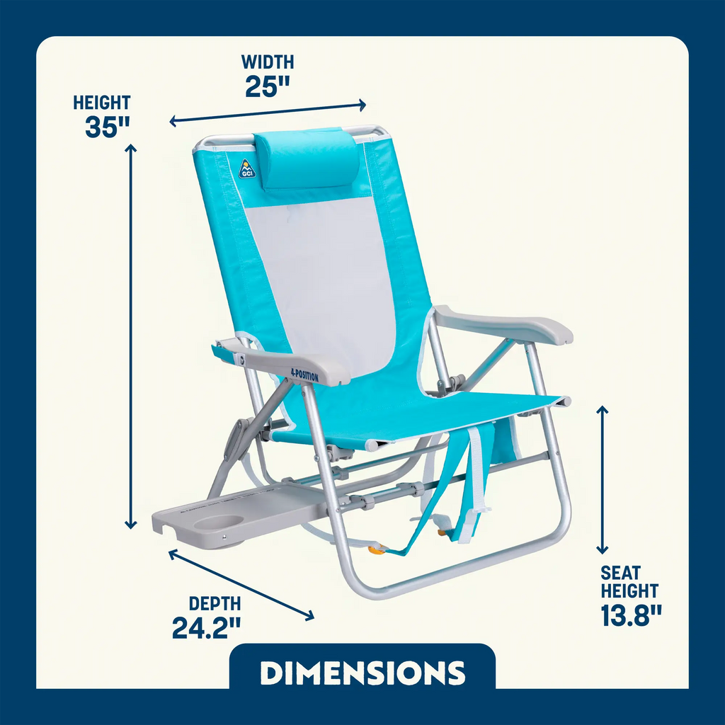 Low-Profile Big Surf with Slide Table - Choice 334 - Multi-Position Outdoor Beach Chair with Pillow Detail