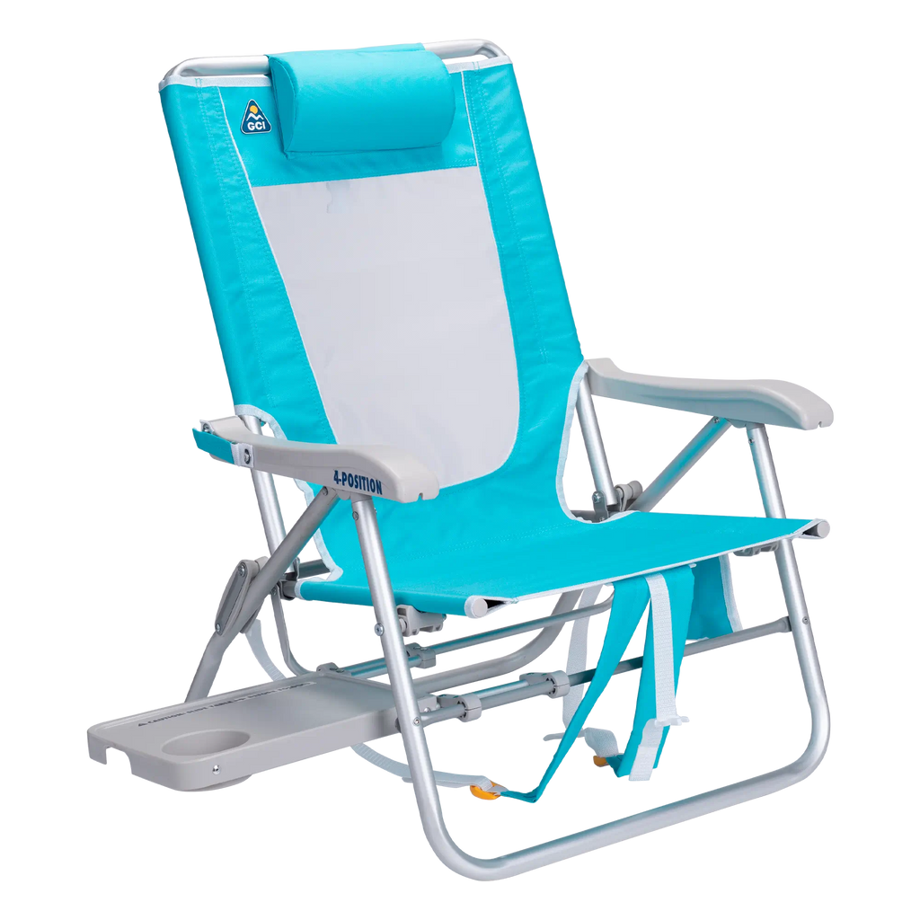 Low-Profile Big Surf with Slide Table - Choice 334 - Multi-Position Outdoor Beach Chair with Pillow - Seafoam Green