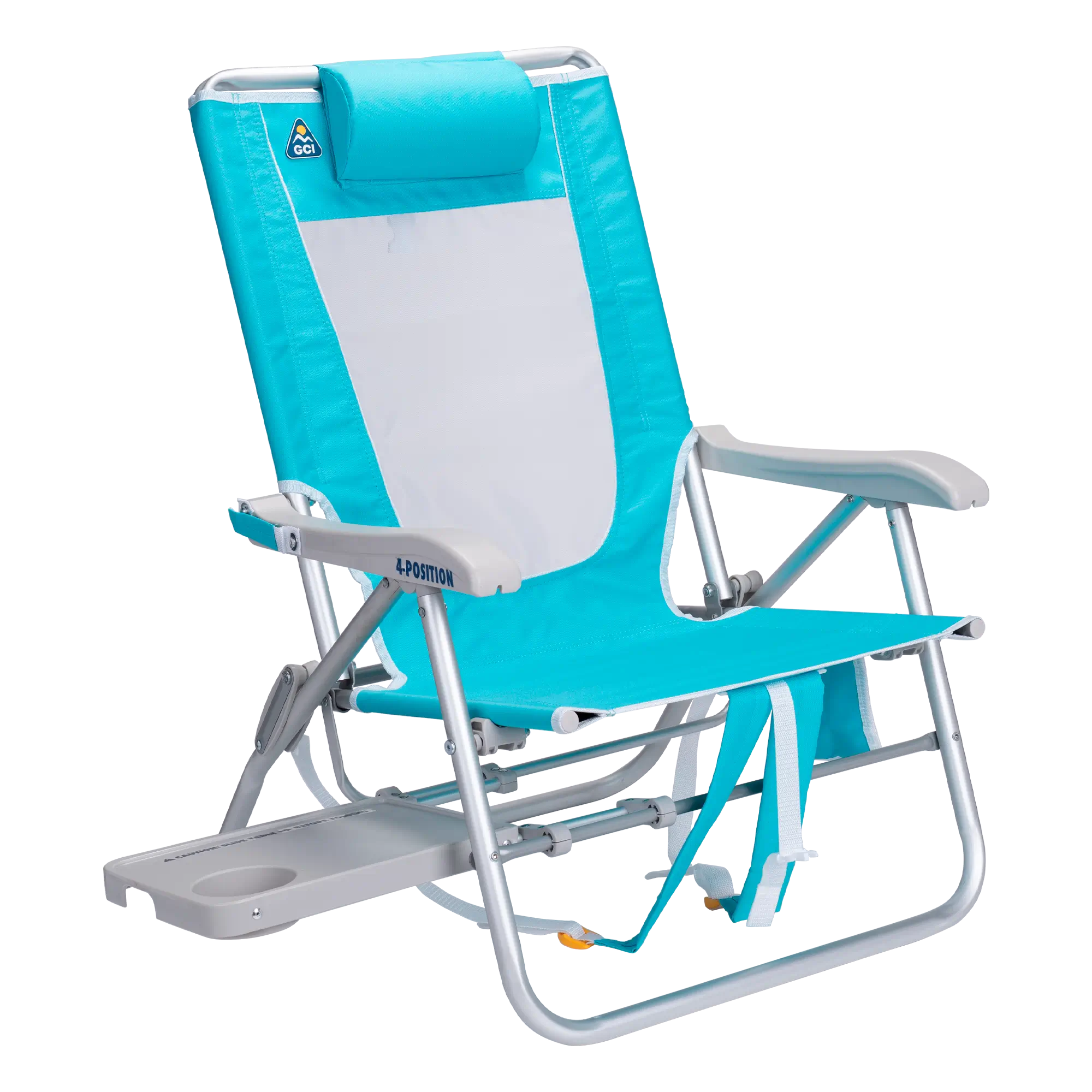 Low-Profile Big Surf with Slide Table - Choice 334 - Multi-Position Outdoor Beach Chair with Pillow - Seafoam Green