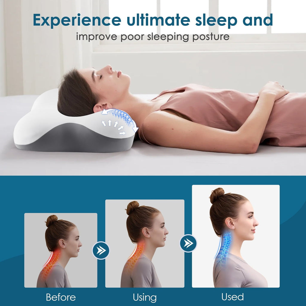 Decorative Plump Memory Foam Bed Pillow for Pain Relief,Ergonomic Memory Foam Pillows for Sleeping for Side Back Stomach&Sleepers with... - Hotel Quality Plush Sleeping Pillows Detail