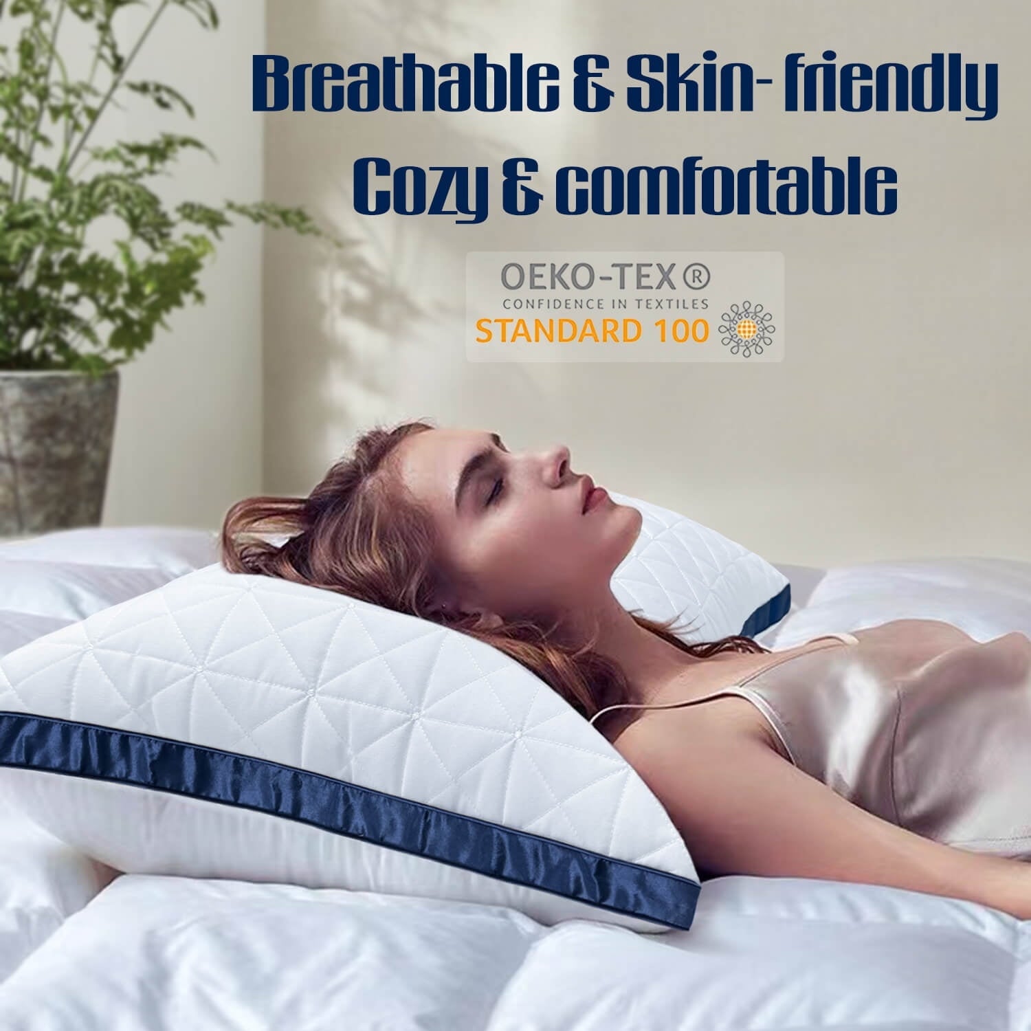 Ergonomic Memory Foam King Size Pillows Set of 2 - Cooling Hotel Luxury Bed Pillows for Sleeping 2 Pack, Supportive Breathable Down Alterna... - Hotel Quality Plush Sleeping Pillows Detail