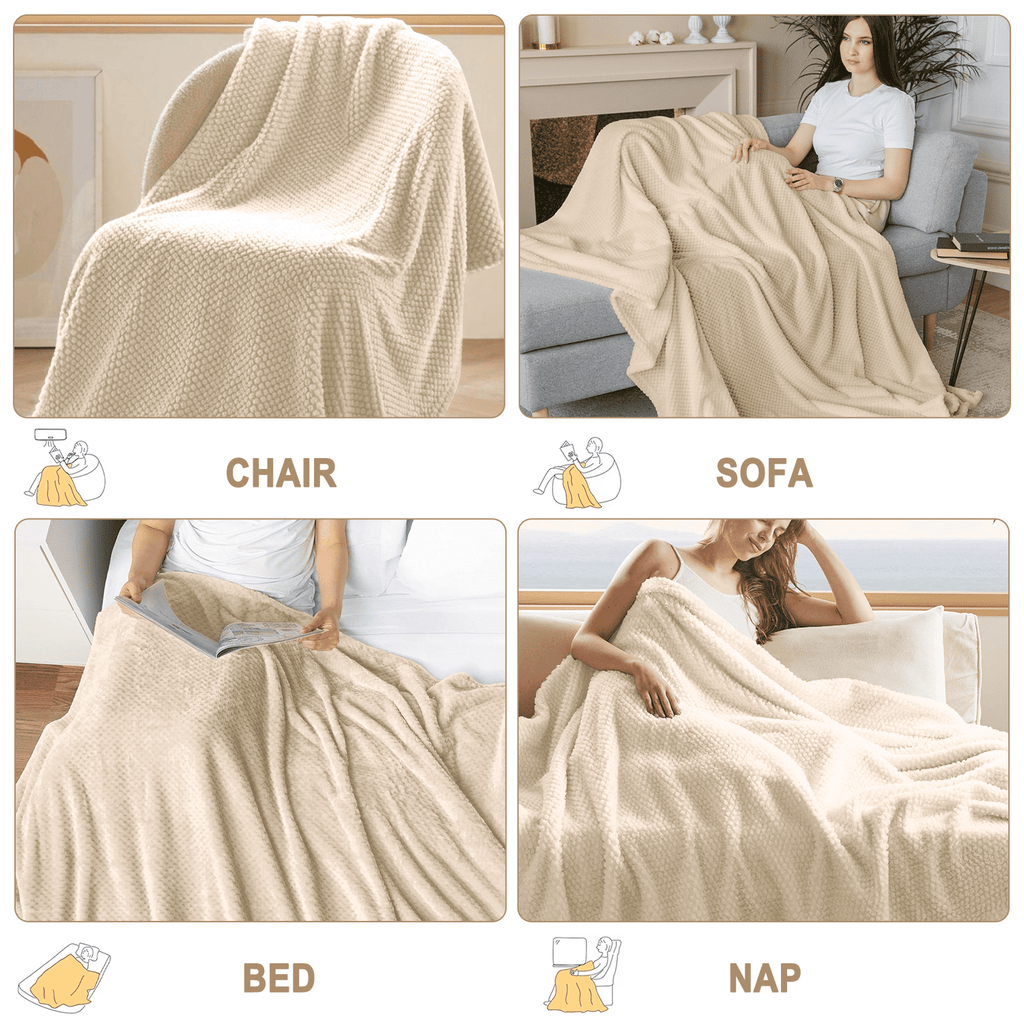 Lightweight Warm Ultra Soft Throw Blanket, Warm Cozy Blankets for Couch Bed Chair, Breathable and Lightweight Blankets for All Seasons... - Cozy Fleece Throw Blanket for Couch & Bed Detail