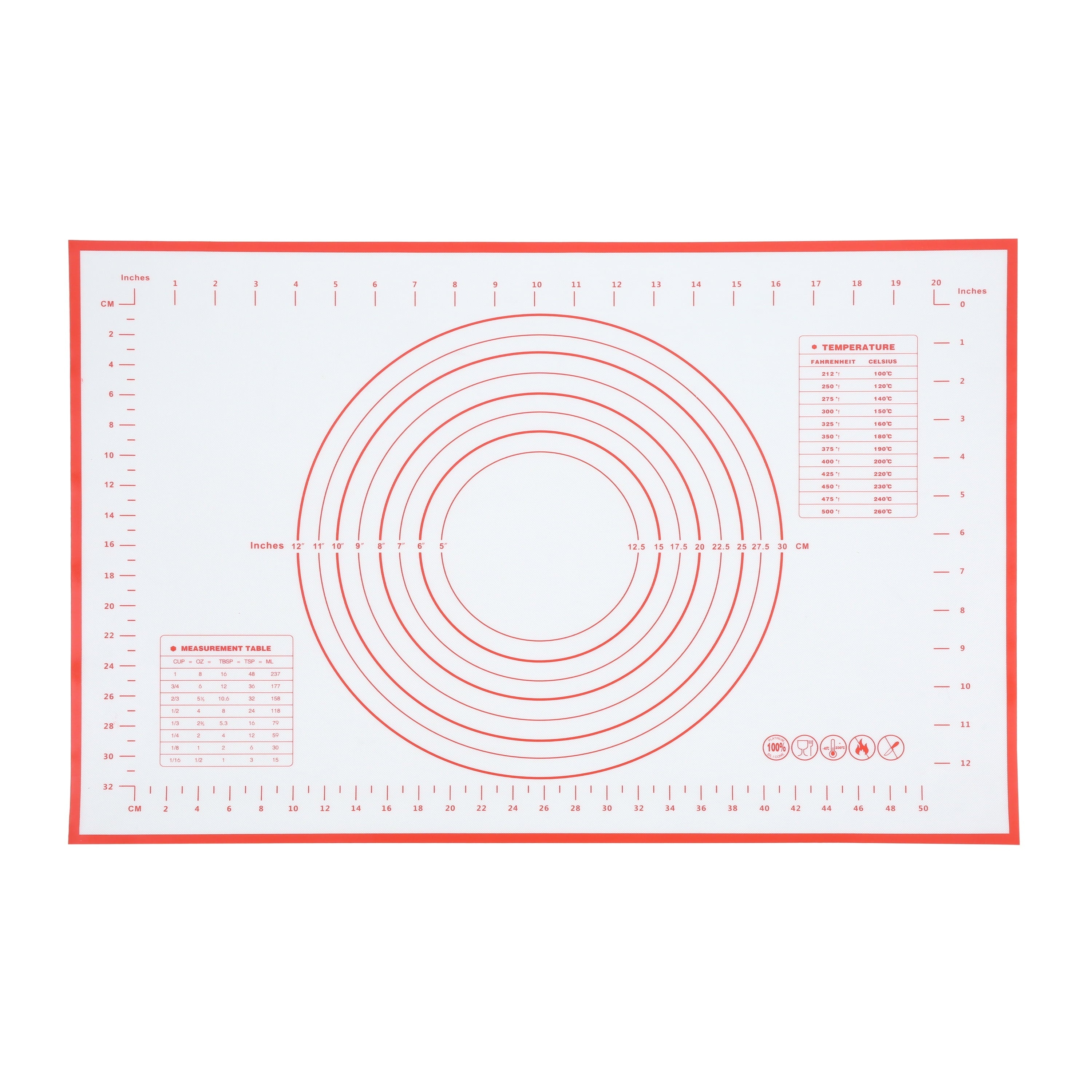 Premium Kitchen Reusable Silicone 24"x 18" Pastry Mat with Measurements - Innovative Kitchen Helper for Modern Cooking Detail