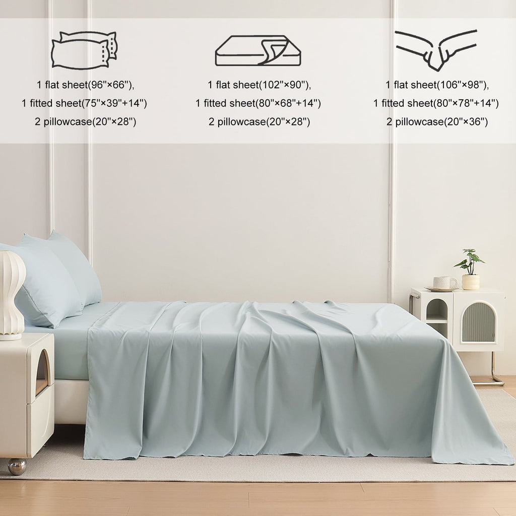 Wrinkle-Resistant Sheets Set 4 Piece Queen/Full Size Sheet Set, Soft & Lightweight And Breathable ding Set, Fitted Sheet, Flat Sheet & ... - Breathable Egyptian Cotton Flat & Fitted Sheets Detail