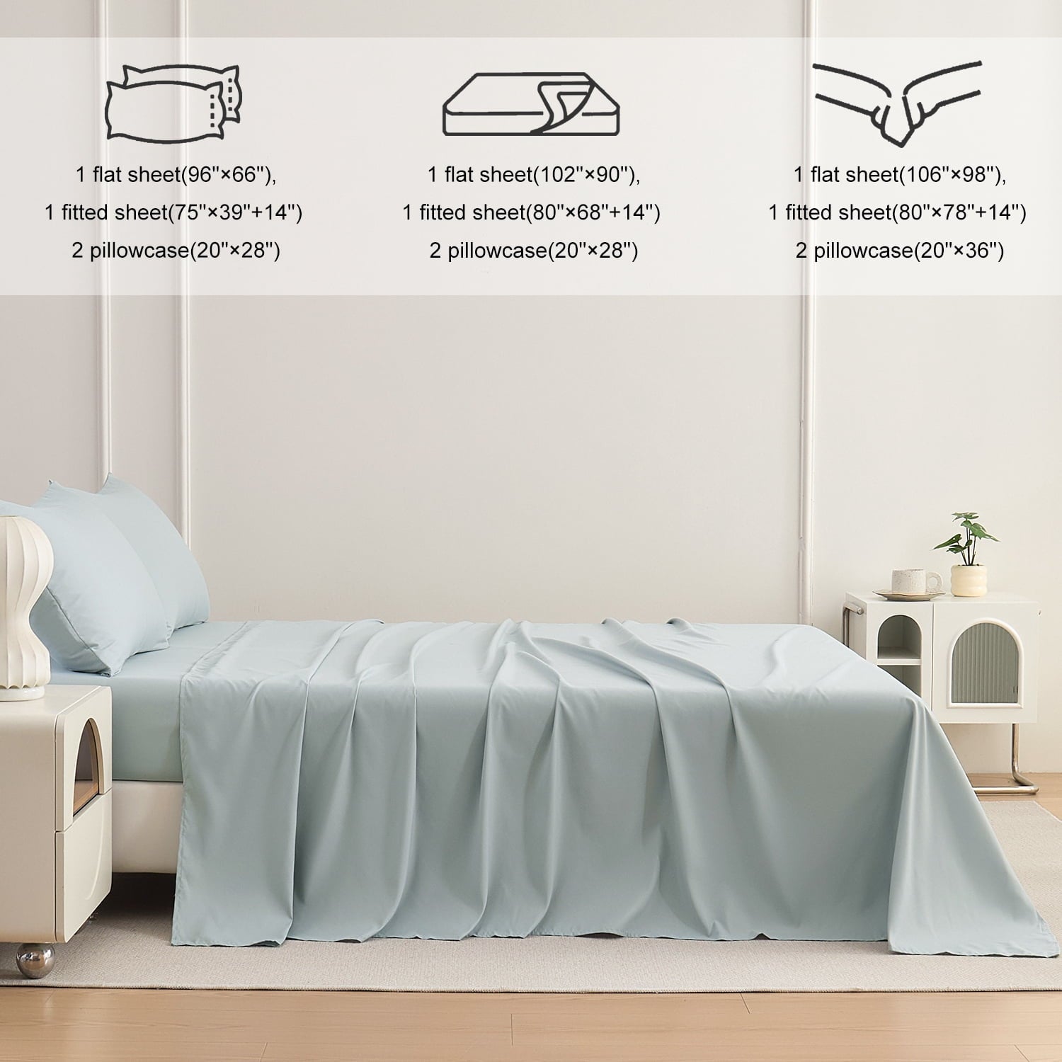Wrinkle-Resistant Sheets Set 4 Piece Queen/Full Size Sheet Set, Soft & Lightweight And Breathable ding Set, Fitted Sheet, Flat Sheet & ... - Breathable Egyptian Cotton Flat & Fitted Sheets Detail